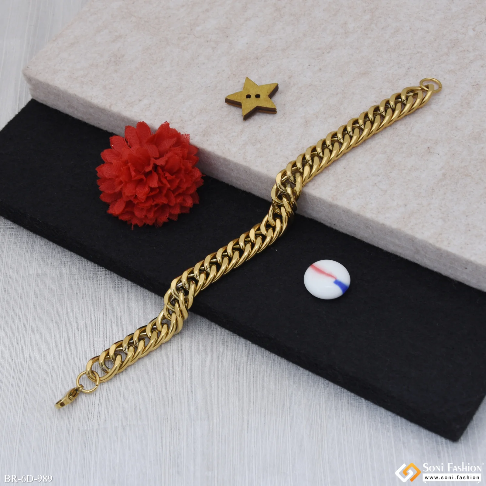 Popular Design Golden Color Cuban Link Bracelet for Men - Style D989 - Image 3