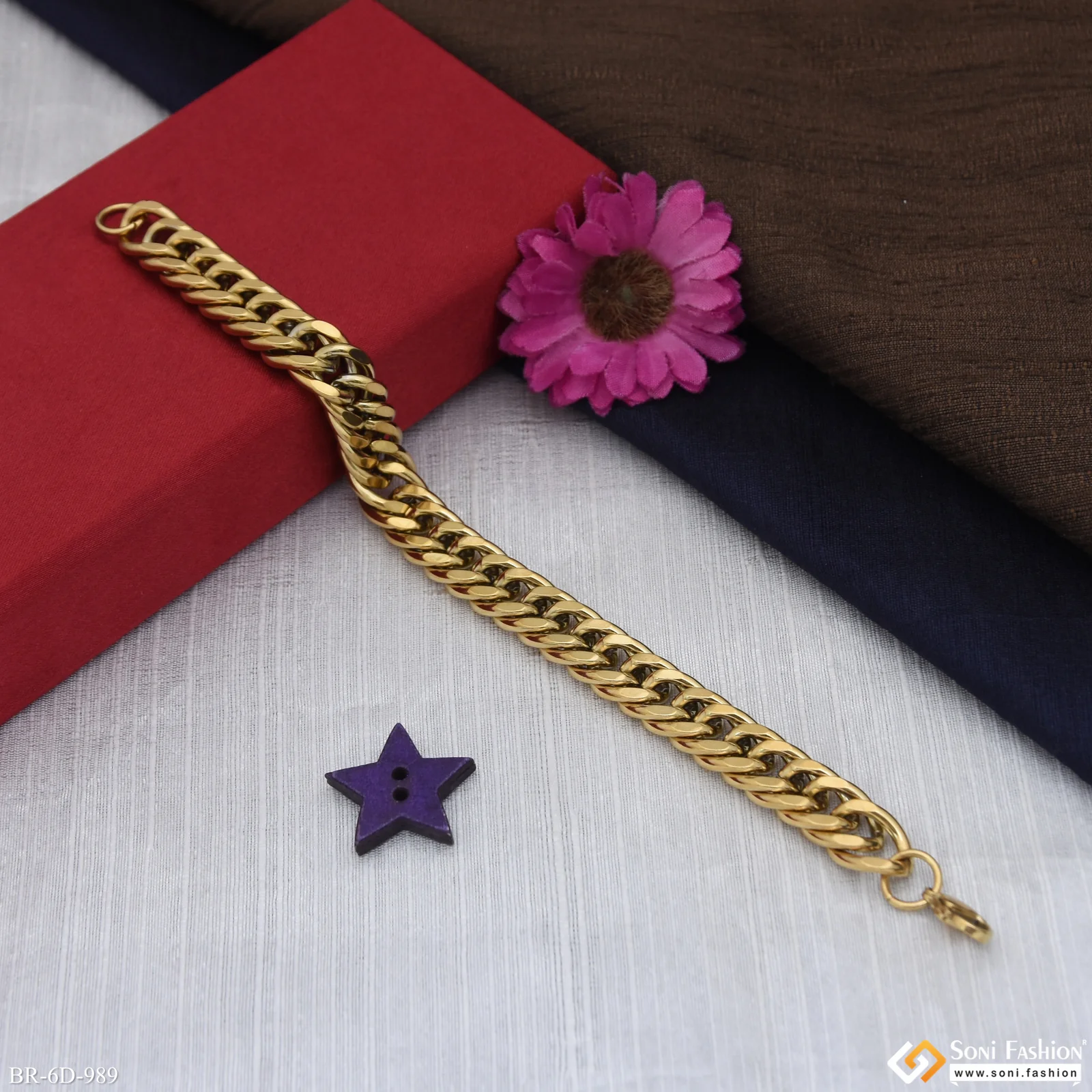 Popular Design Golden Color Cuban Link Bracelet for Men - Style D989 - Image 5