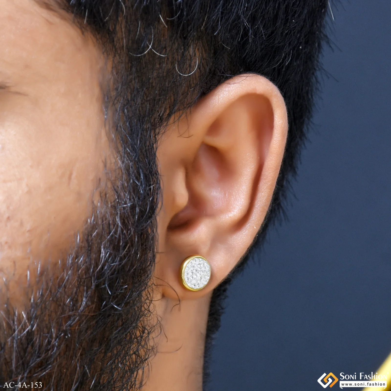 Popular Design Golden Color Stud Earring for Men (2 Pc) - Style A153