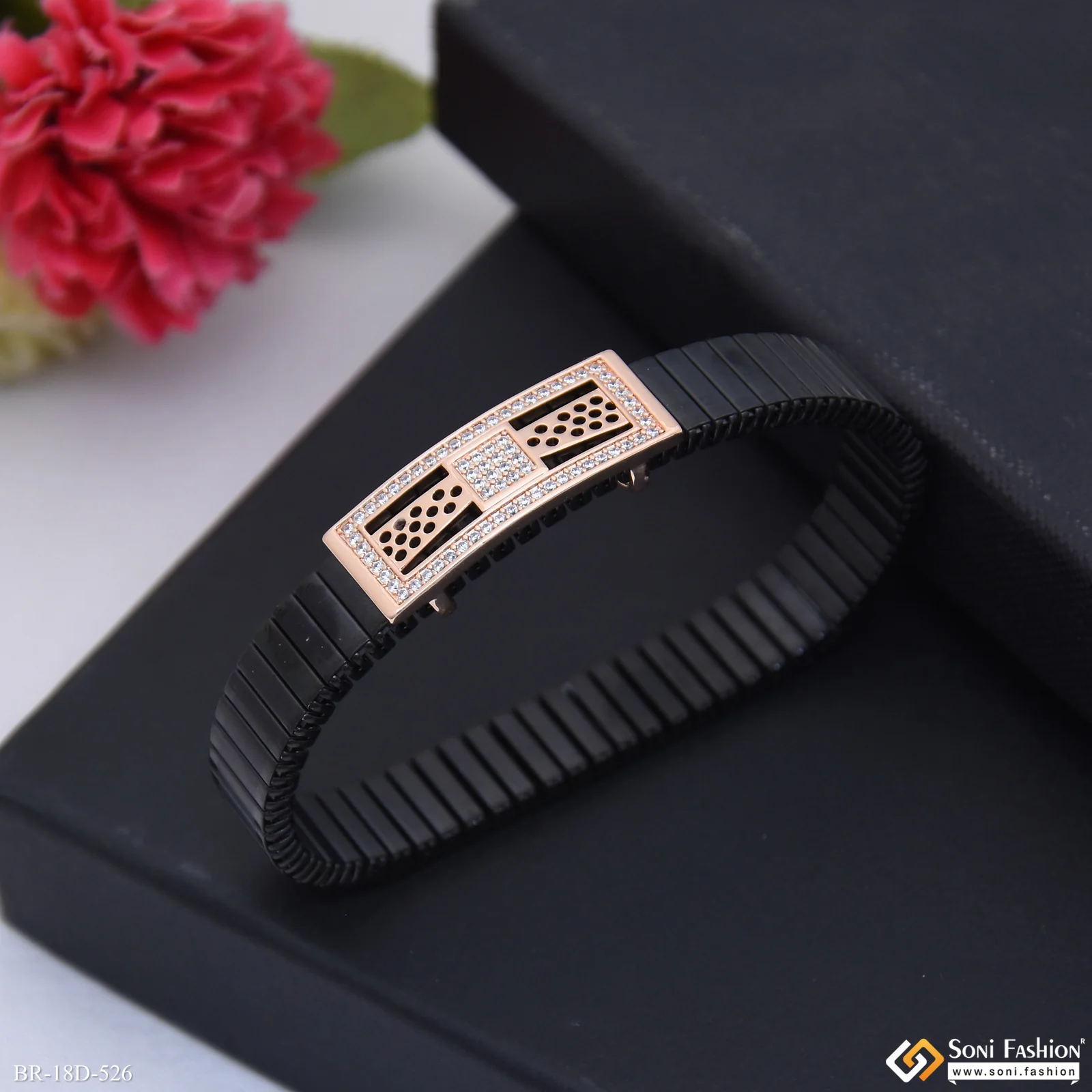 Popular Design Rose Gold & Black Color Bracelet for Men - Style D526 - Image 3