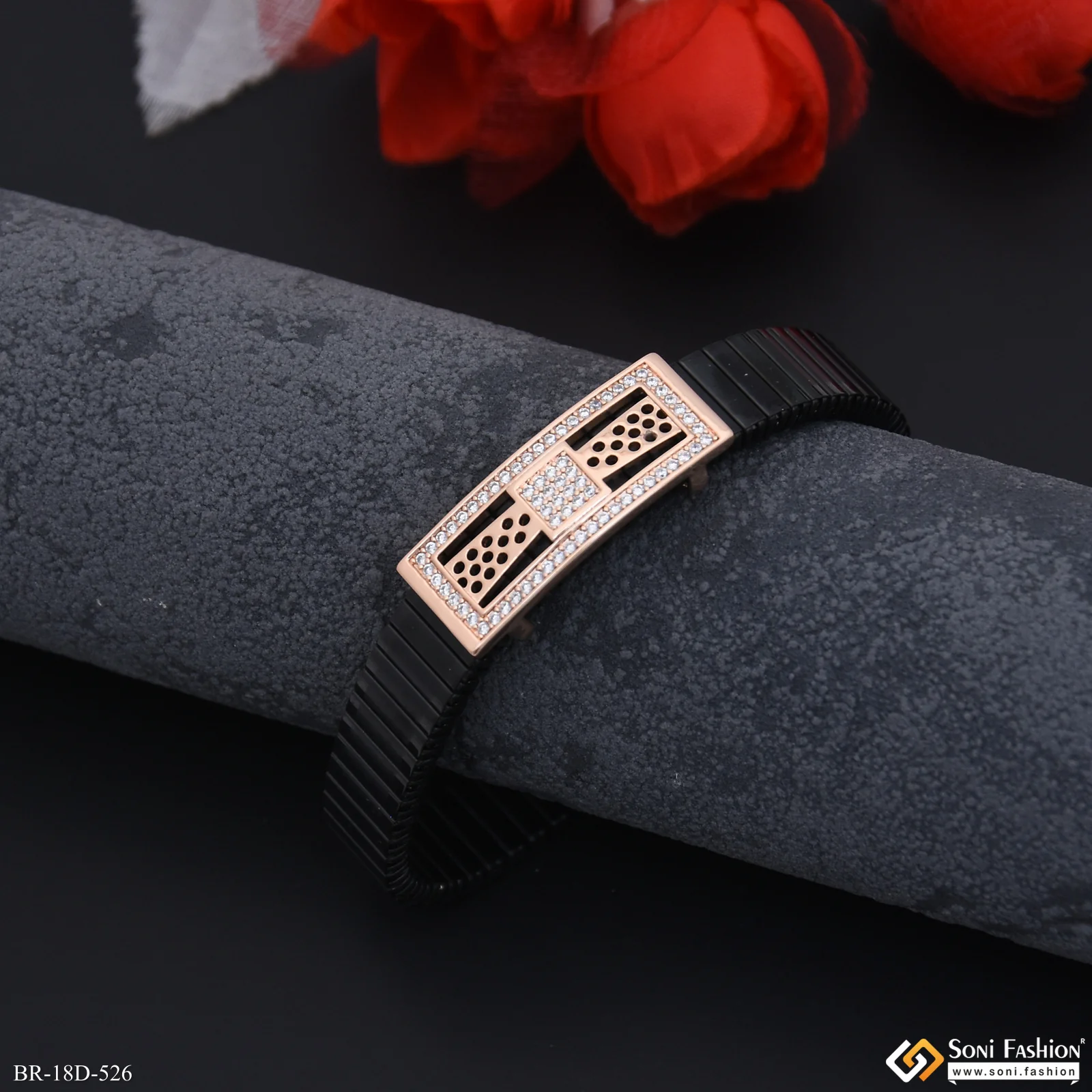 Popular Design Rose Gold & Black Color Bracelet for Men - Style D526 - Image 4