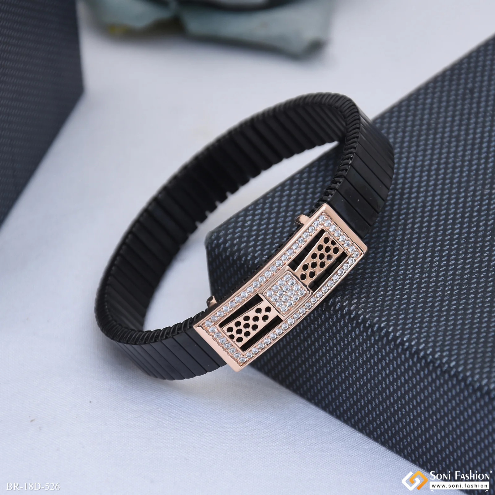 Popular Design Rose Gold & Black Color Bracelet for Men - Style D526 - Image 5