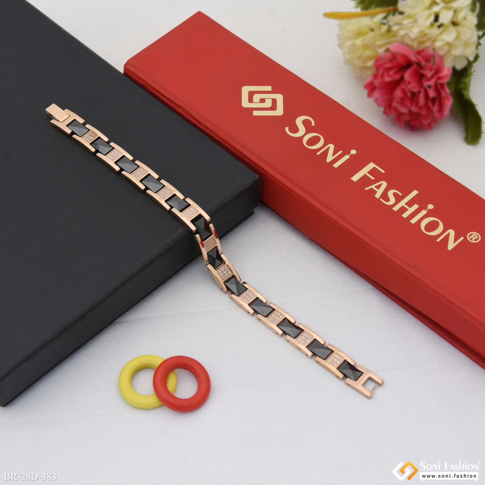 Popular Design Rose Gold Color Ceramic & Steel Bracelet for Men - Style D383 - Image 4