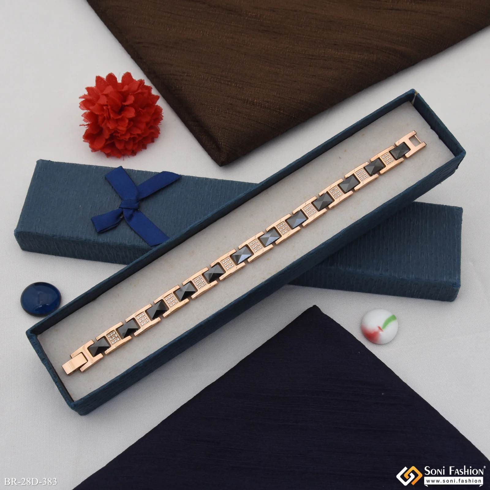 Popular Design Rose Gold Color Ceramic & Steel Bracelet for Men - Style D383 - Image 6