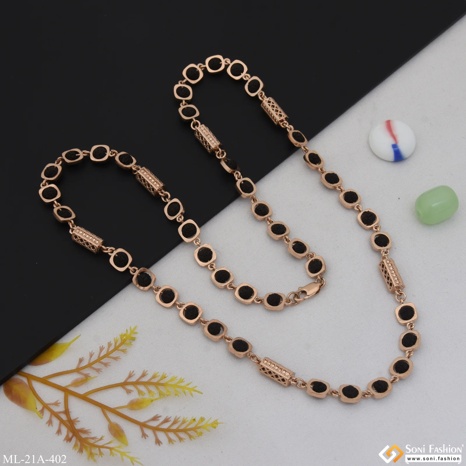 Popular Design Rose Gold Color Rudraksha Mala for Men - Style A402 - Image 5
