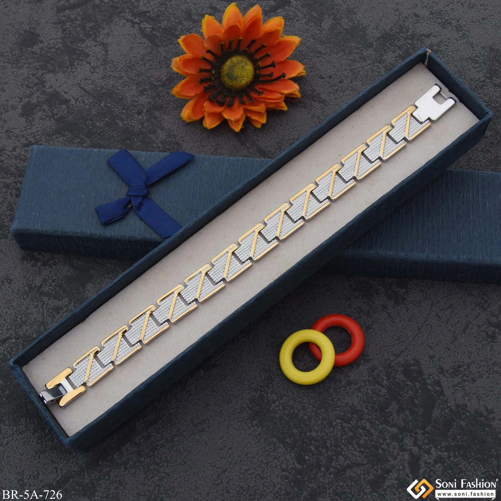 Premium High Durable Gold Plated Silver Golden Color Looser Bracelet For Men - Style A726 - Image 2