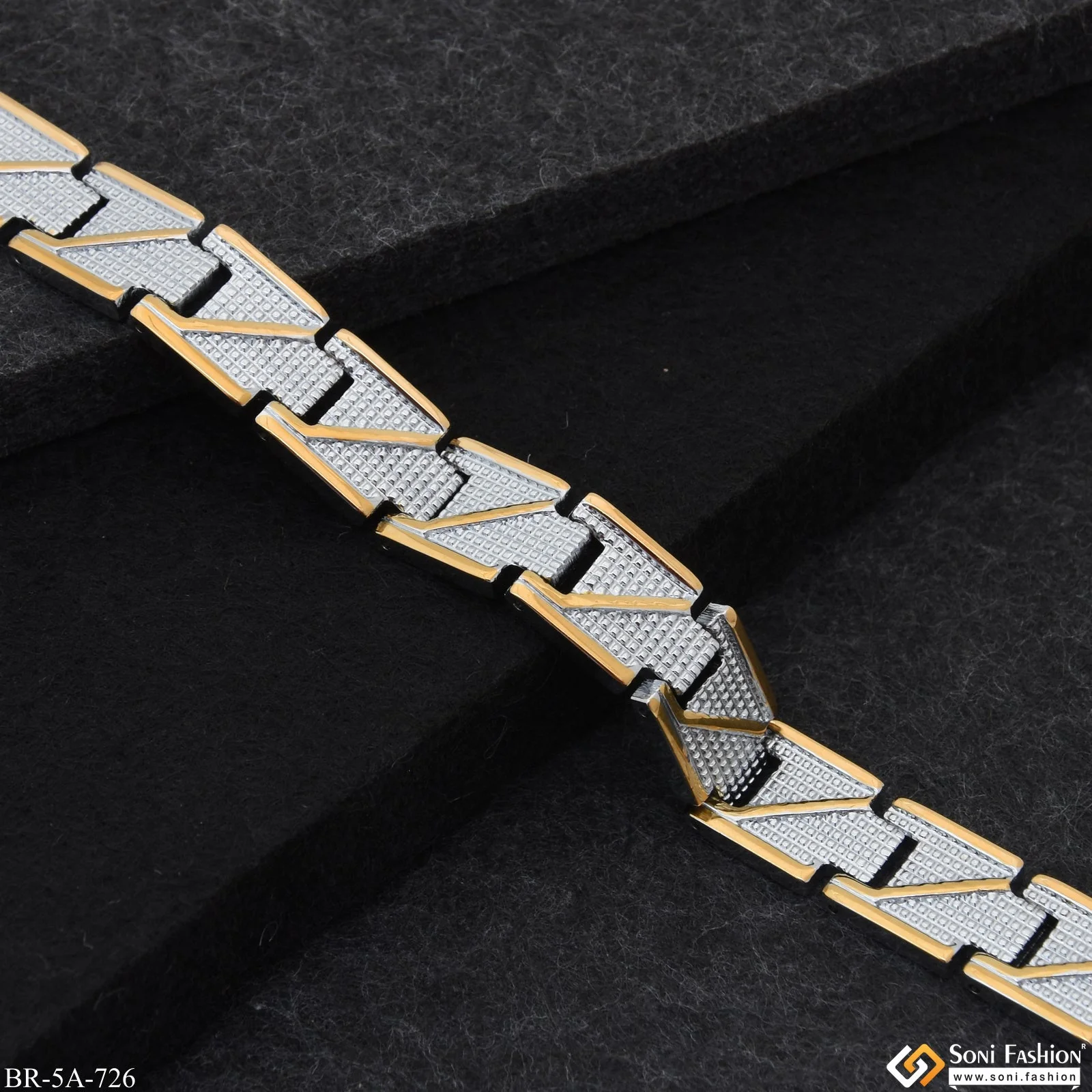 Premium High Durable Gold Plated Silver Golden Color Looser Bracelet For Men - Style A726 - Image 3