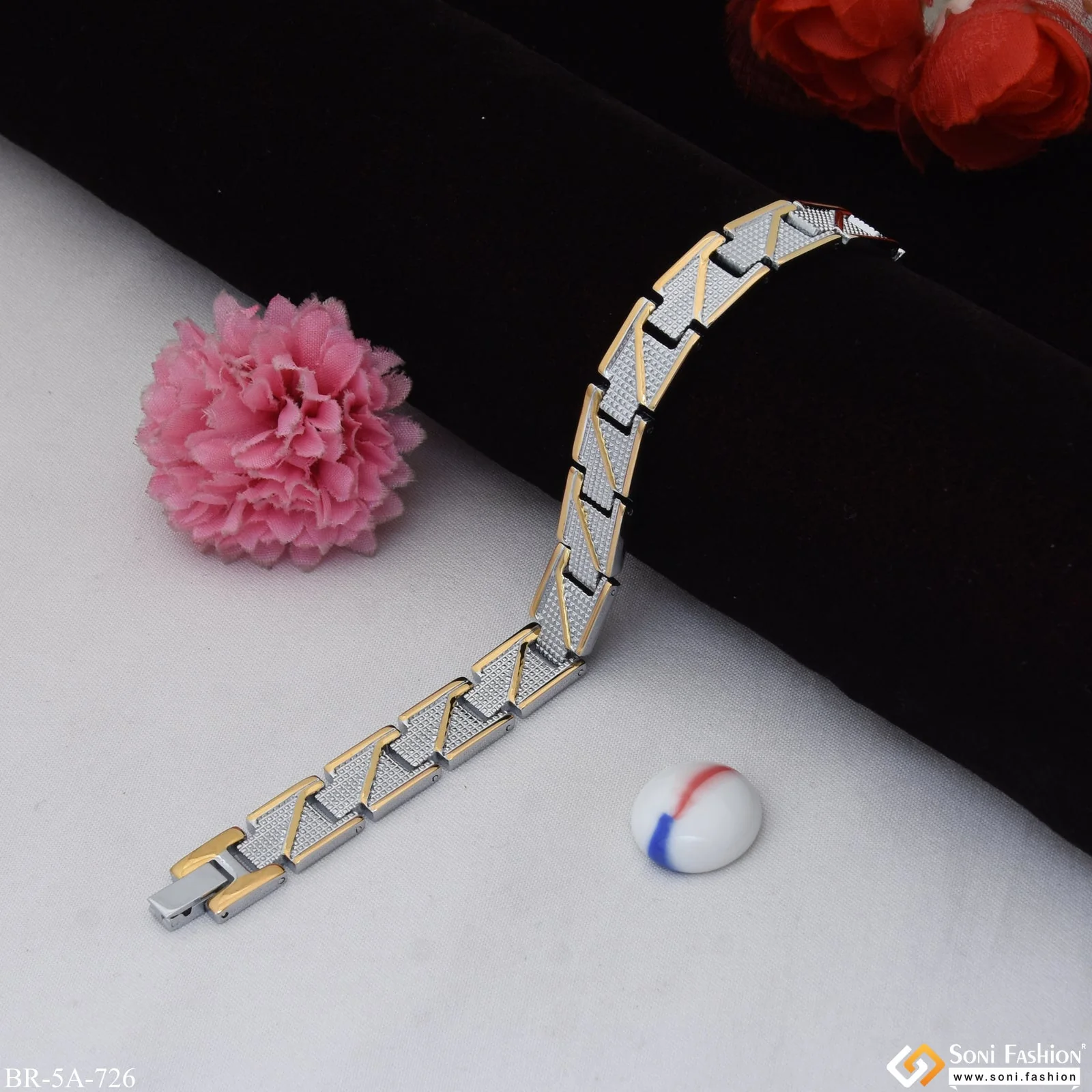 Premium High Durable Gold Plated Silver Golden Color Looser Bracelet For Men - Style A726 - Image 4