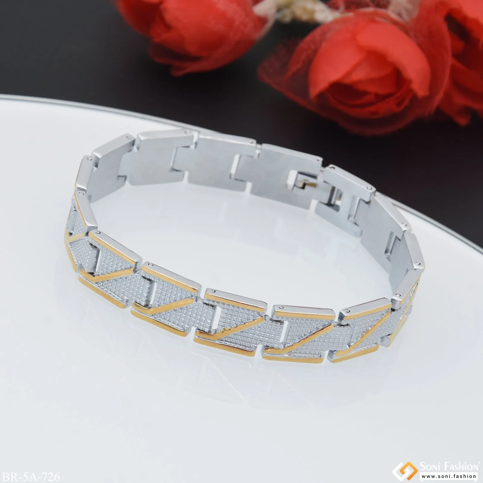 Premium High Durable Gold Plated Silver Golden Color Looser Bracelet For Men - Style A726 - Image 5