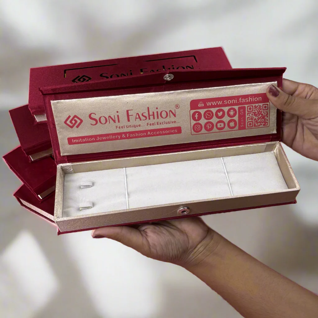 10x3 Inch Box for Chain, Necklace, Mangalsutra - Imported Velvet Premium Jewellery Box - Image 3