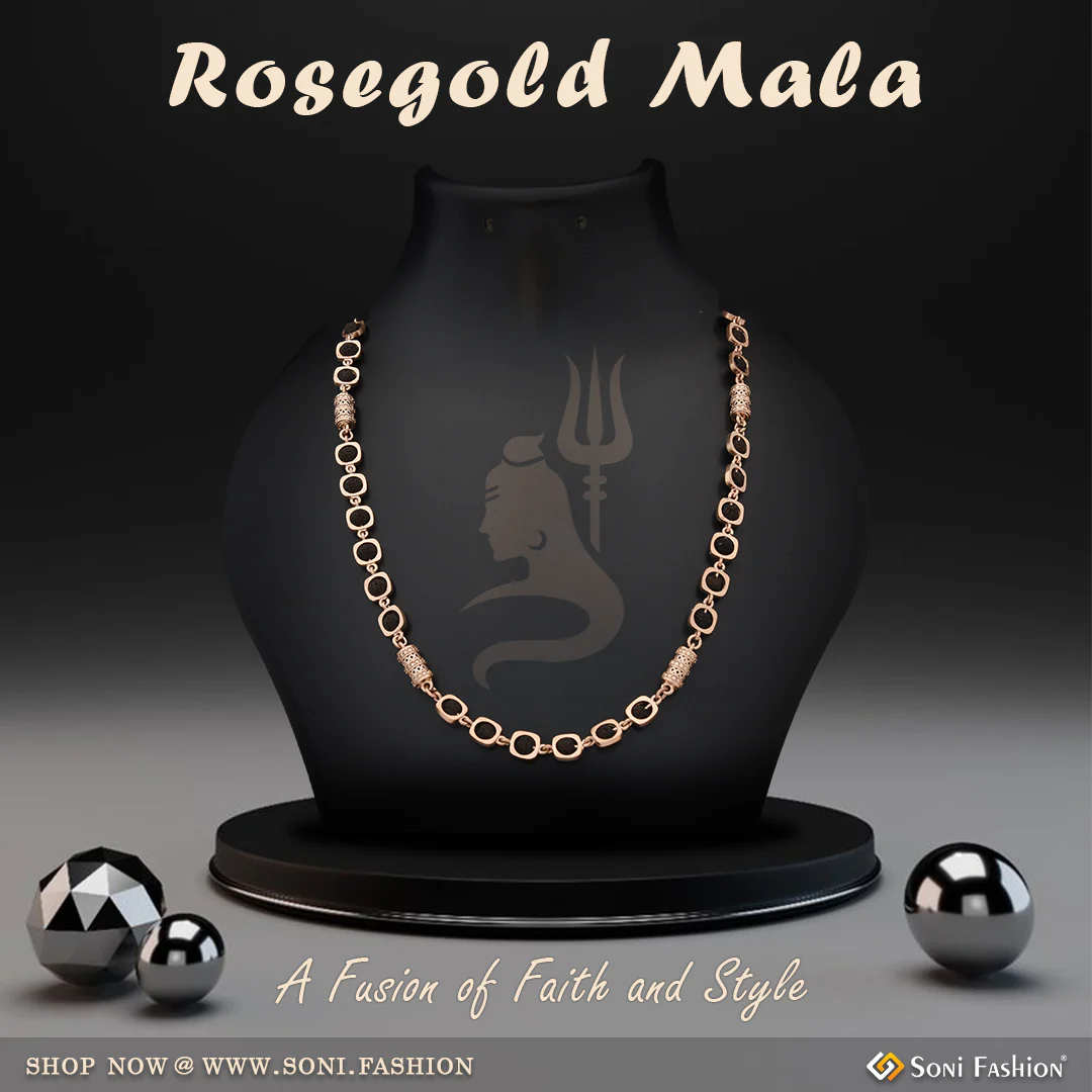 Prominent Design Antique Design Rose Gold Color Rudraksha Mala For Men - Style A360