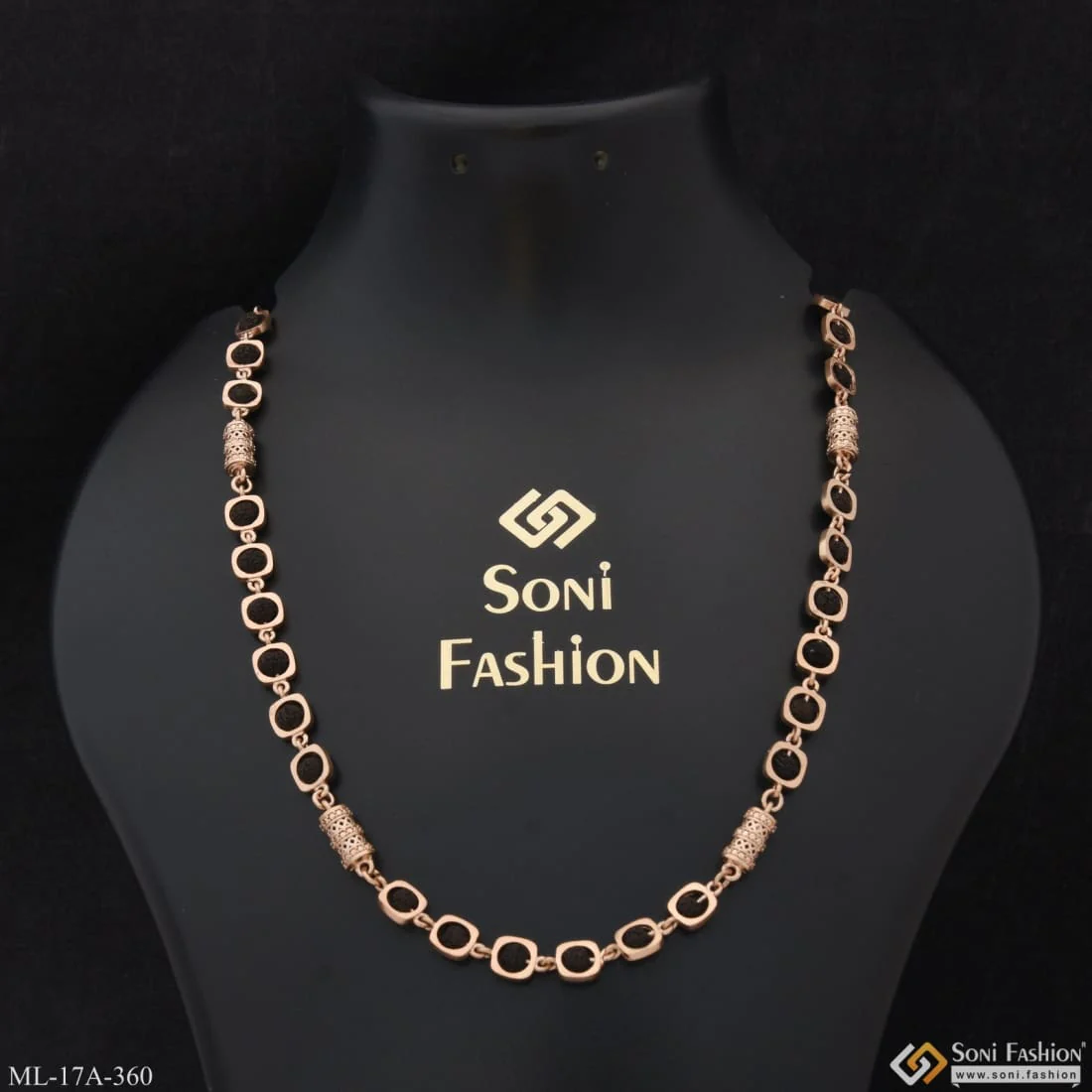 Prominent Design Antique Design Rose Gold Color Rudraksha Mala For Men - Style A360 - Image 5