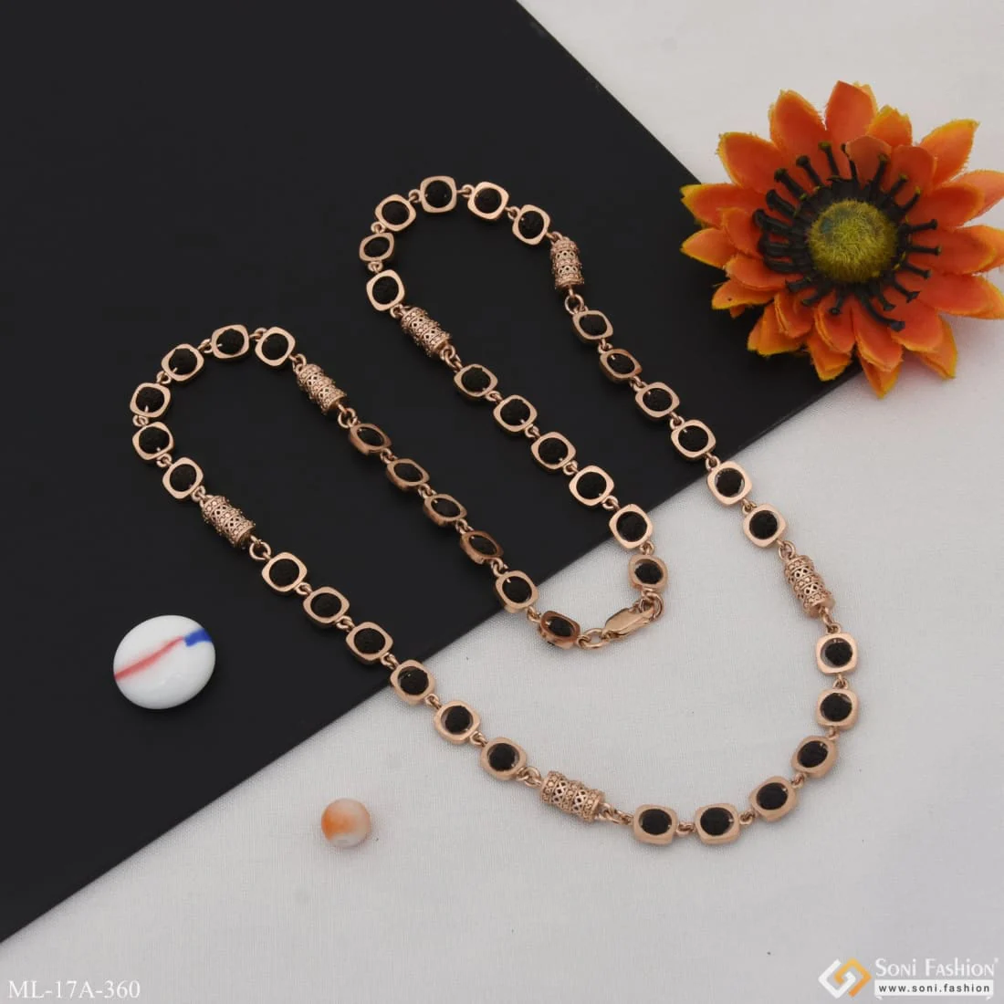Prominent Design Antique Design Rose Gold Color Rudraksha Mala For Men - Style A360 - Image 6