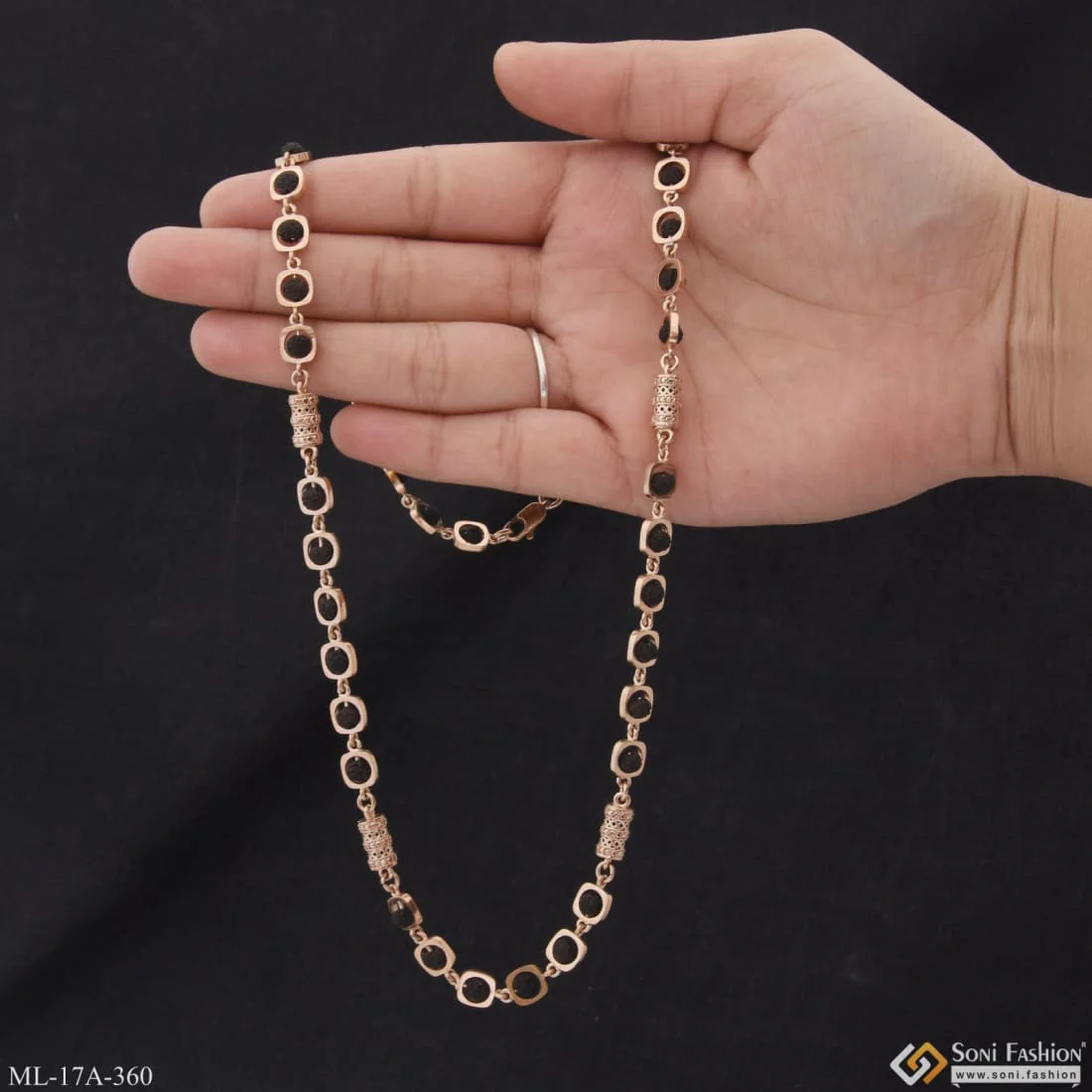 Prominent Design Antique Design Rose Gold Color Rudraksha Mala For Men - Style A360 - Image 7