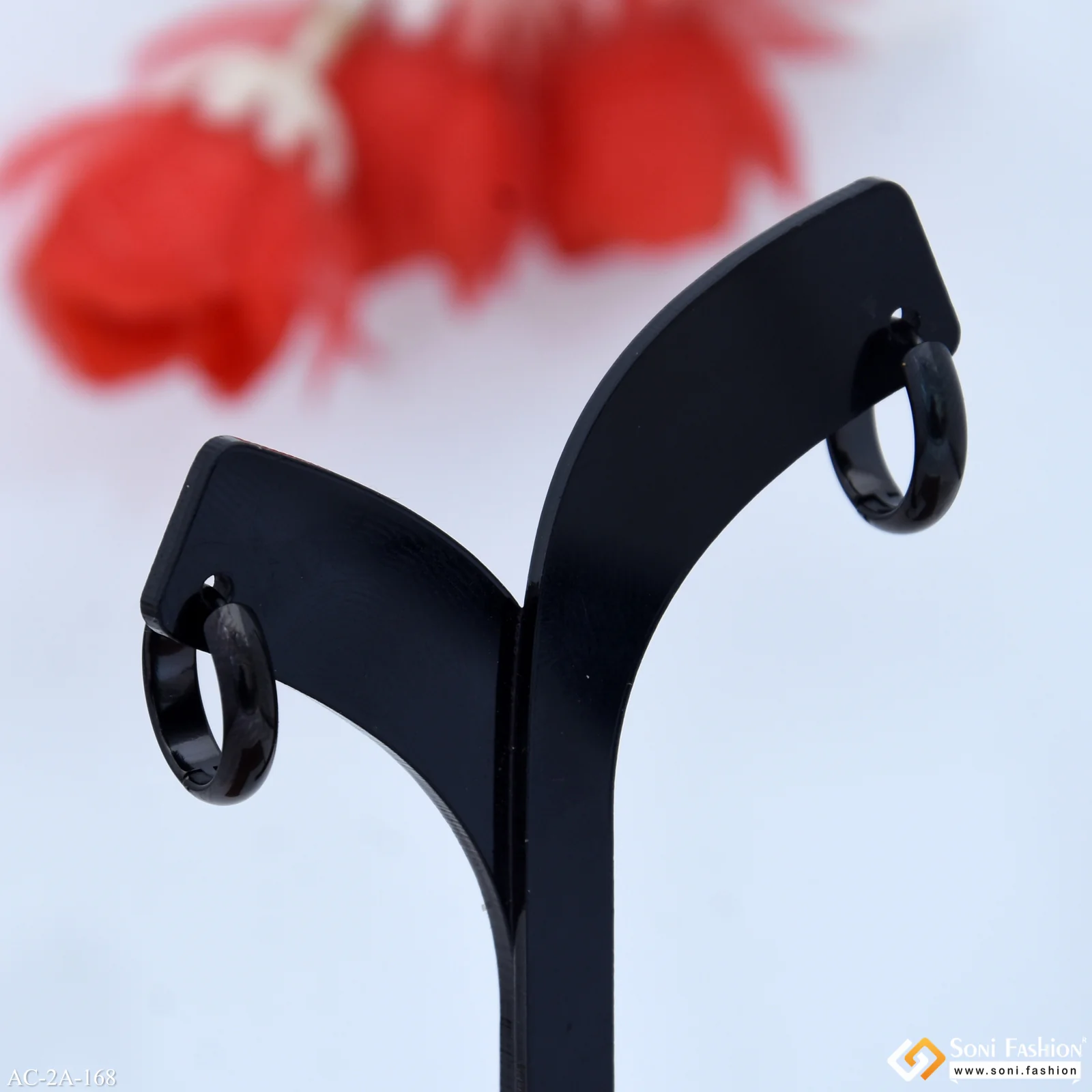 Prominent Design Black Color Stud Earring for Men (2 Pc) - Style A168 - Image 2