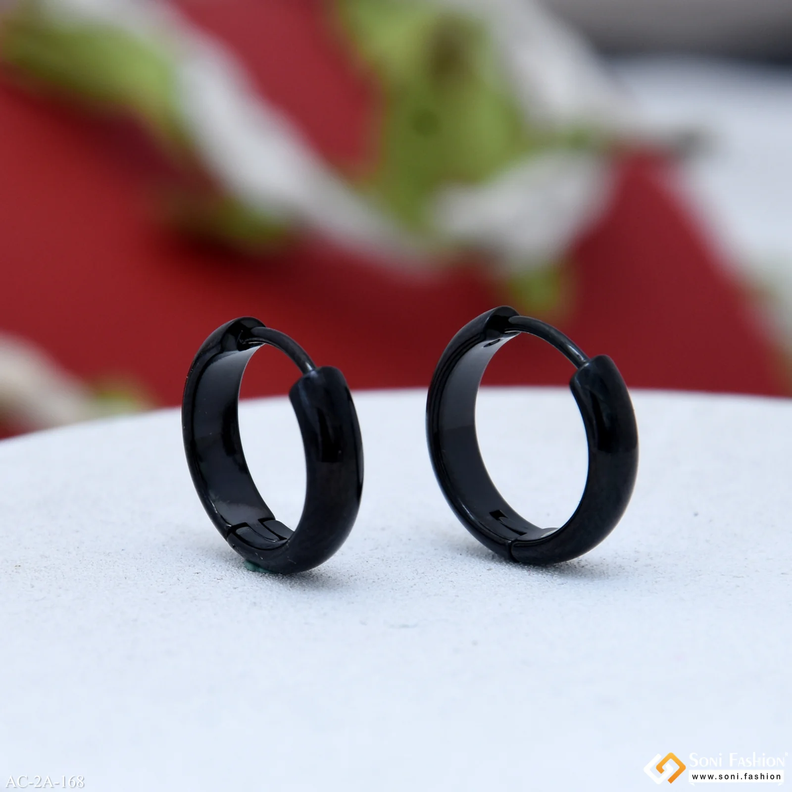 Prominent Design Black Color Stud Earring for Men (2 Pc) - Style A168 - Image 5