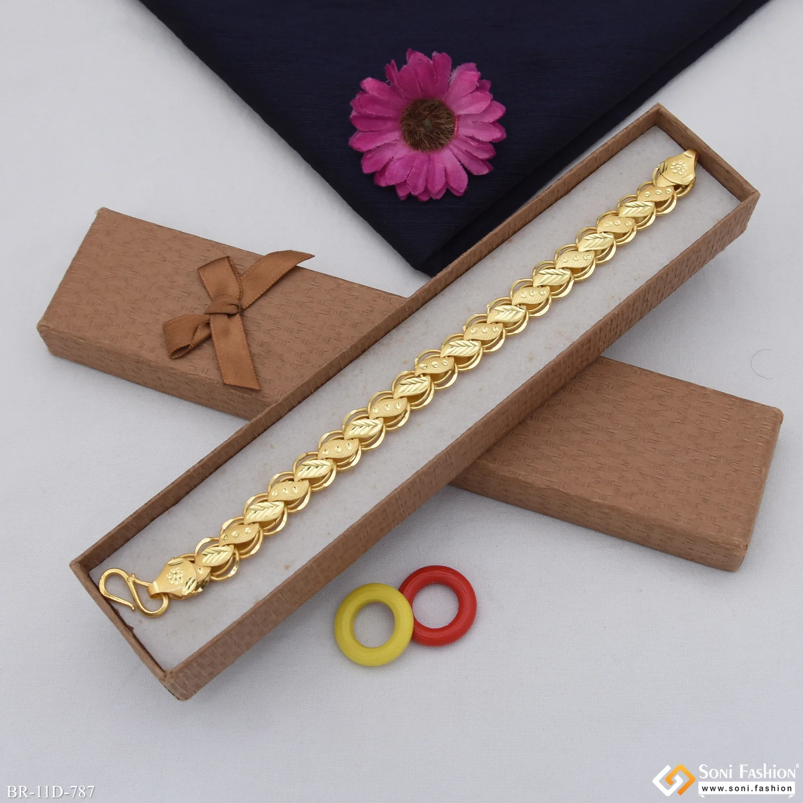 Prominent Design Gold Plated Kohli Bracelet for Men - Style D787 - Image 3