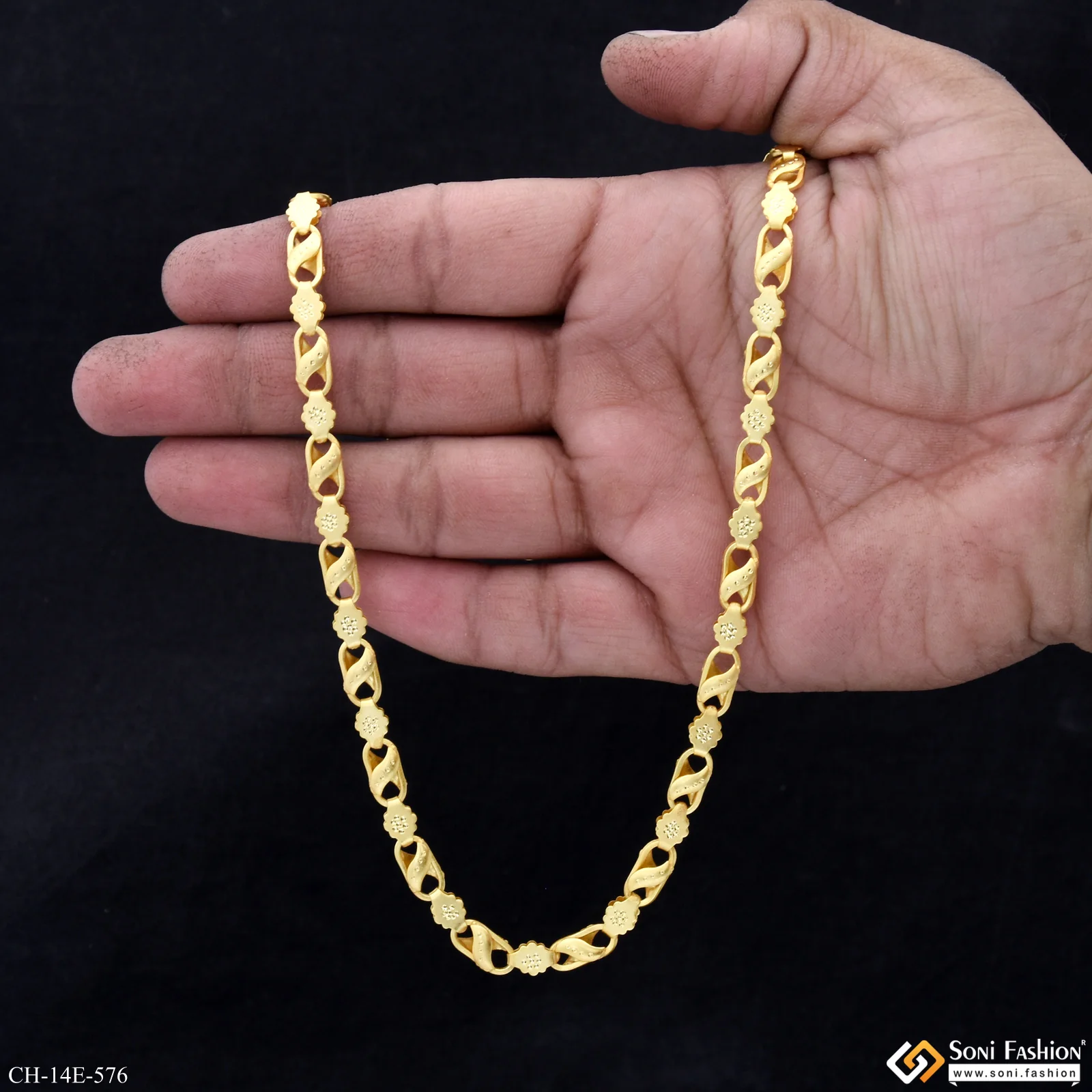 Prominent Design Gold Plated Kohli Chain for Men - Style E576 - Image 6