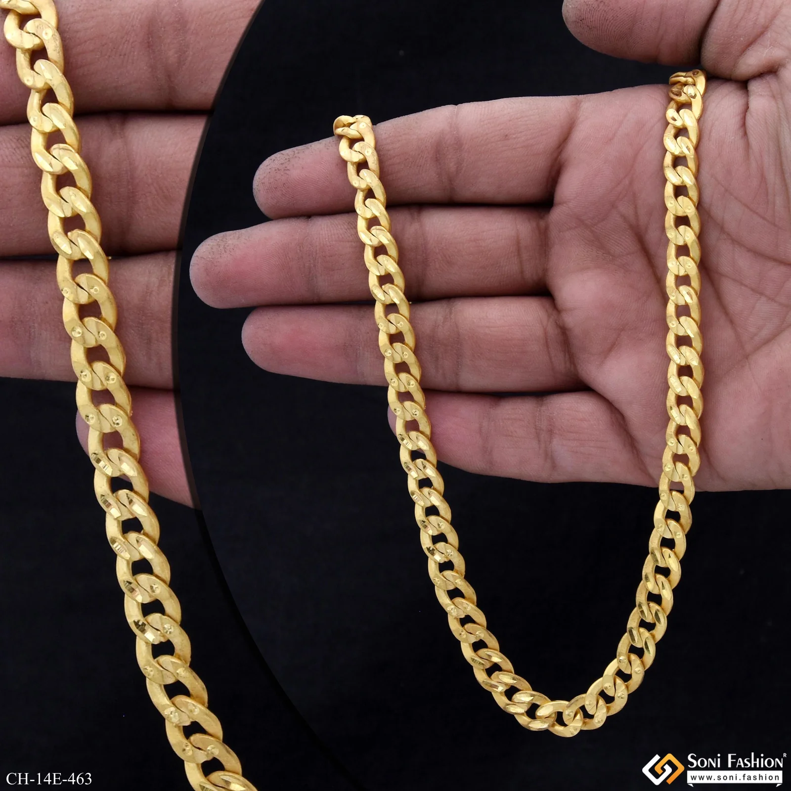 Prominent Design Gold Plated Link Chain for Men - Style E463 - Image 2