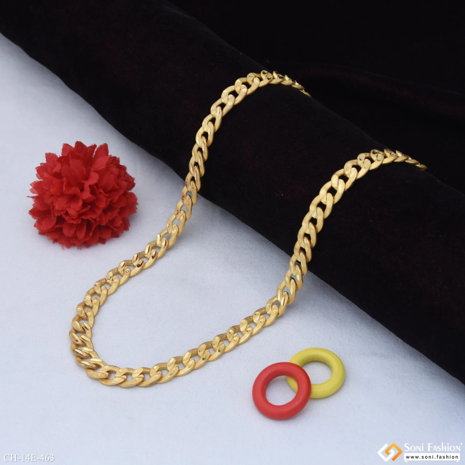 Prominent Design Gold Plated Link Chain for Men - Style E463 - Image 3