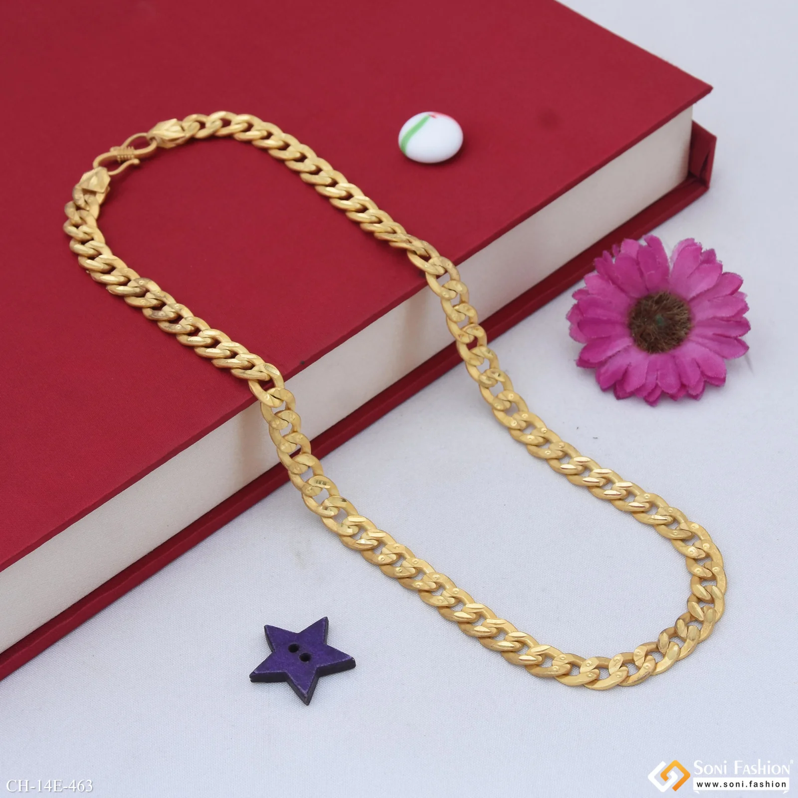 Prominent Design Gold Plated Link Chain for Men - Style E463 - Image 4