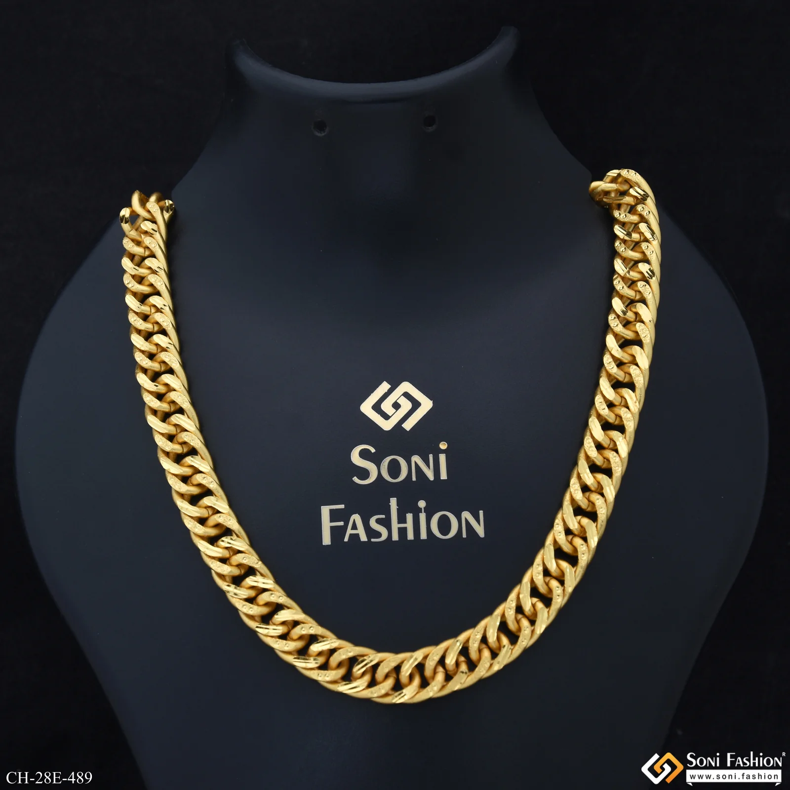 Prominent Design Gold Plated Link Chain for Men - Style E489