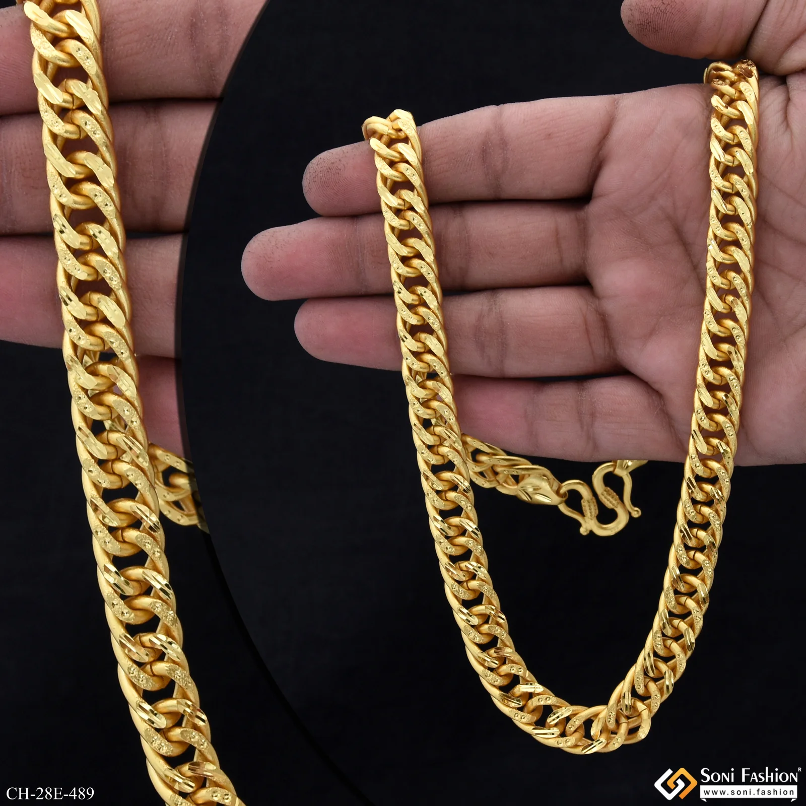 Prominent Design Gold Plated Link Chain for Men - Style E489 - Image 2