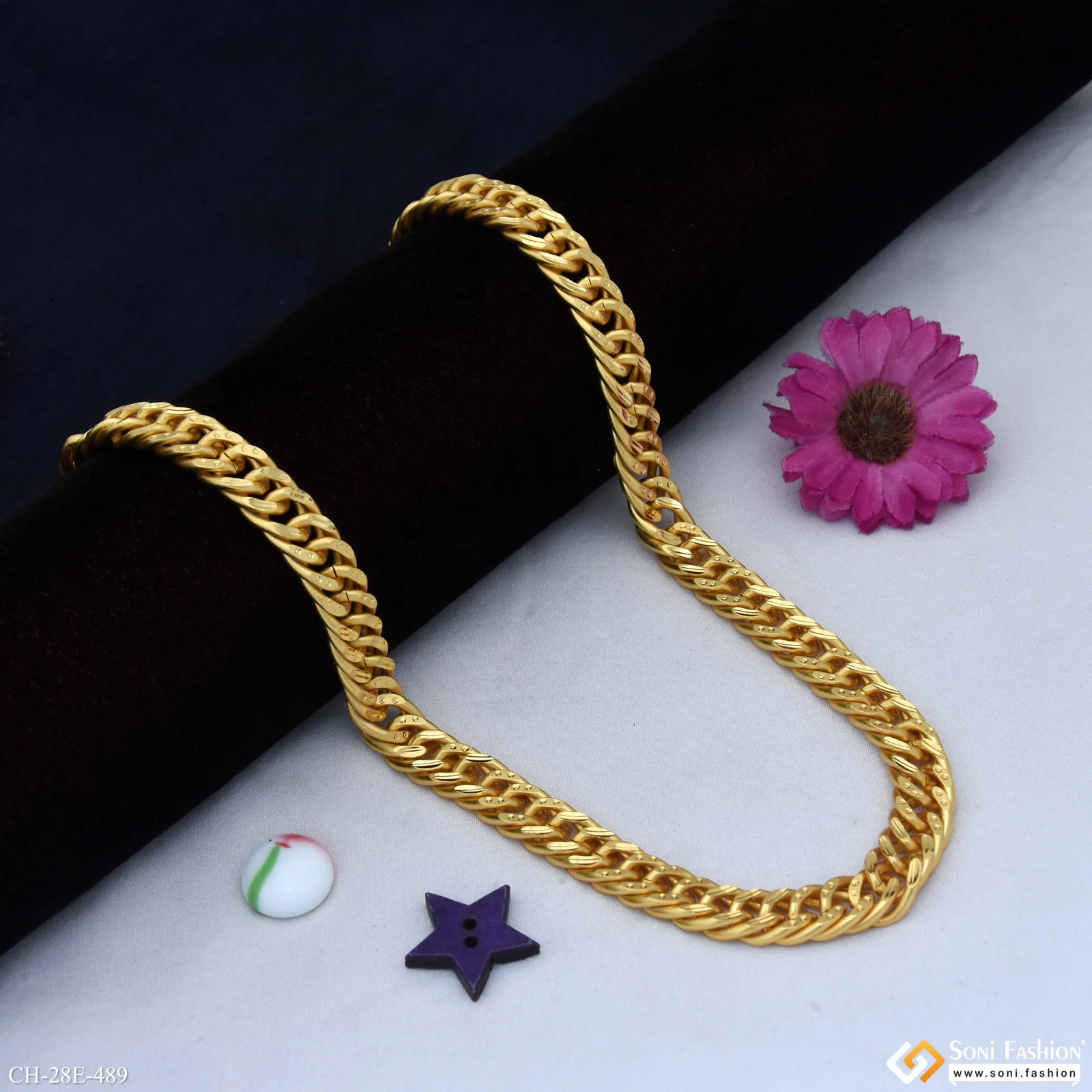 Prominent Design Gold Plated Link Chain for Men - Style E489 - Image 4
