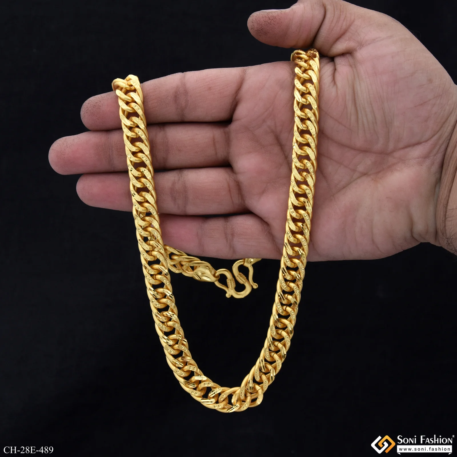 Prominent Design Gold Plated Link Chain for Men - Style E489 - Image 6