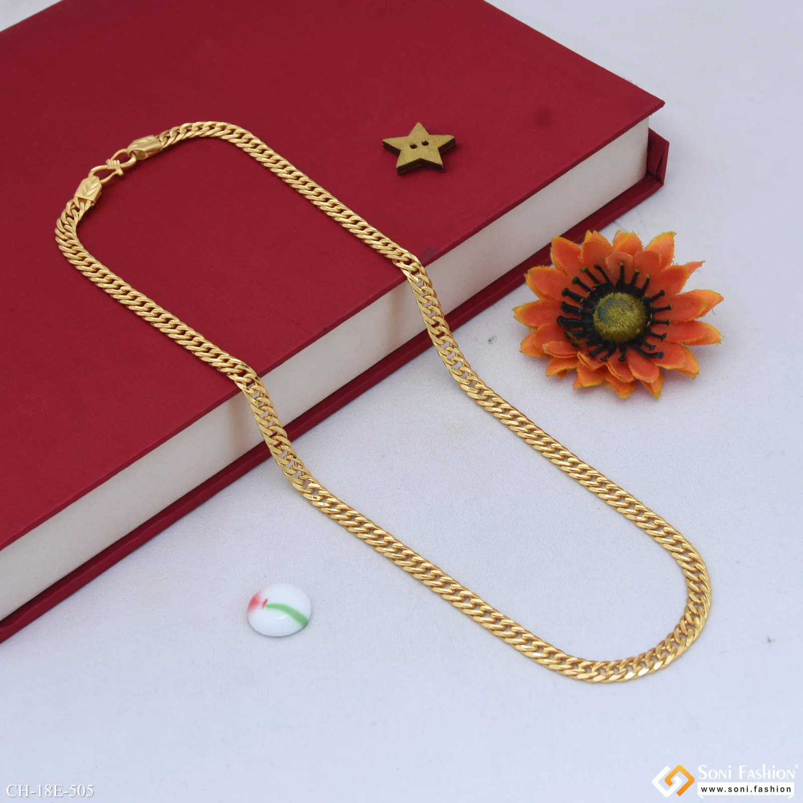 Prominent Design Gold Plated Link Chain for Men - Style E505 - Image 4