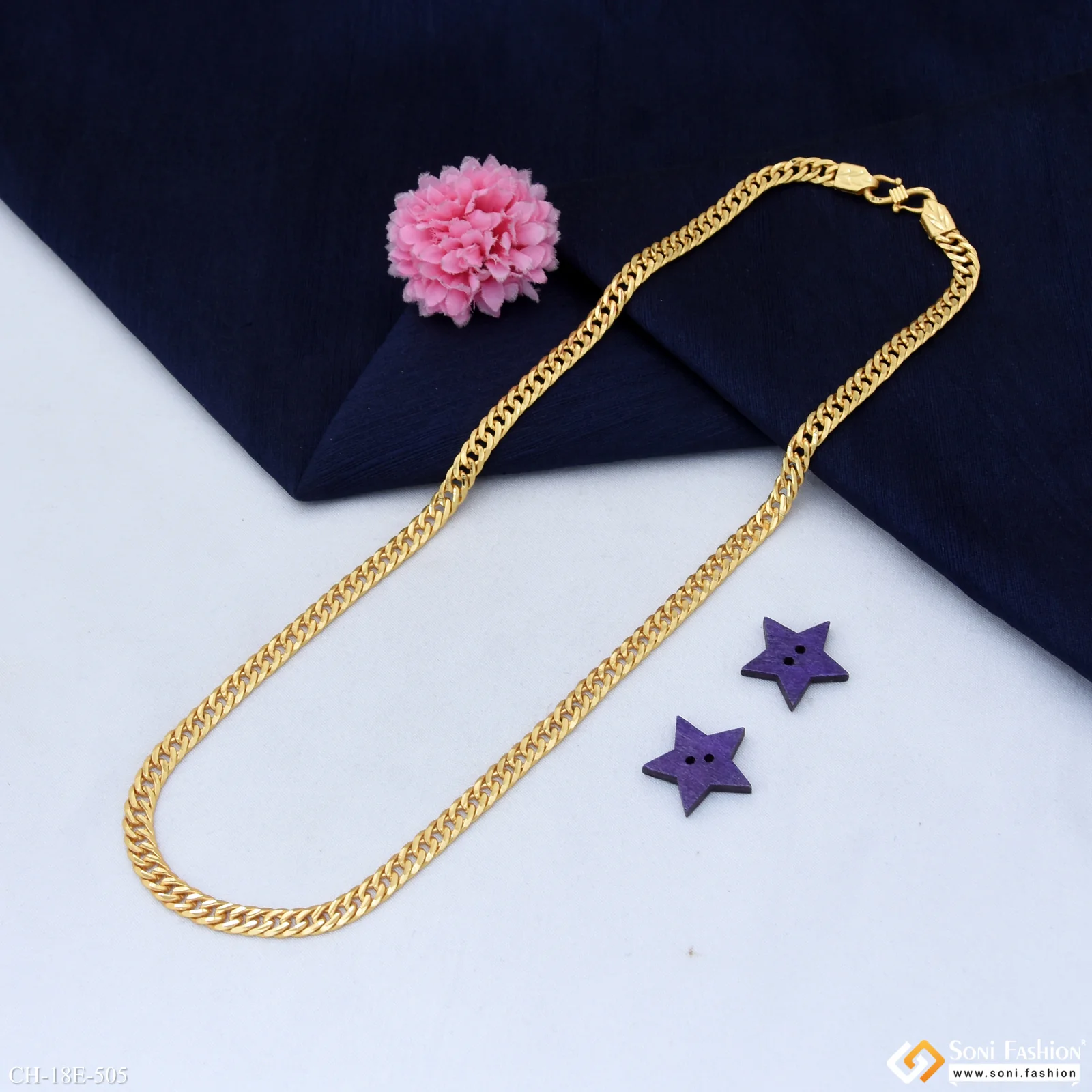 Prominent Design Gold Plated Link Chain for Men - Style E505 - Image 5