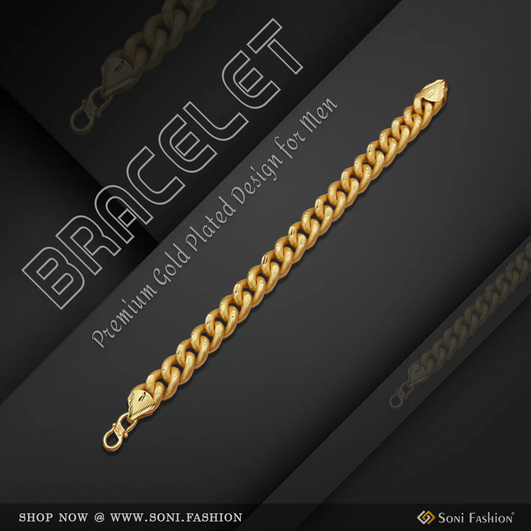 Prominent Design Gold Plated Linked Bracelet for Men - Style D650