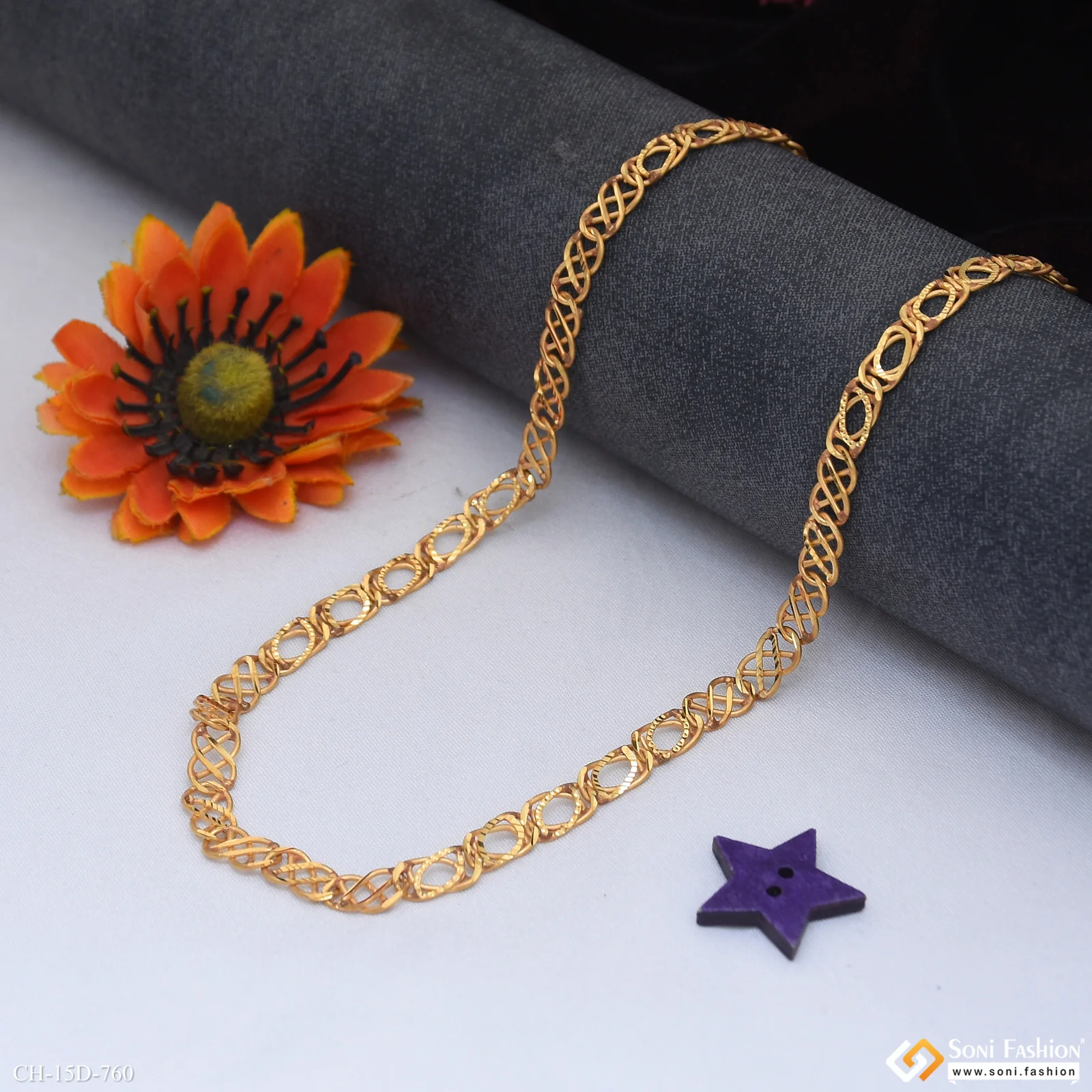 Prominent Design Gold Plated Linked Chain for Men - Style D760 - Image 6