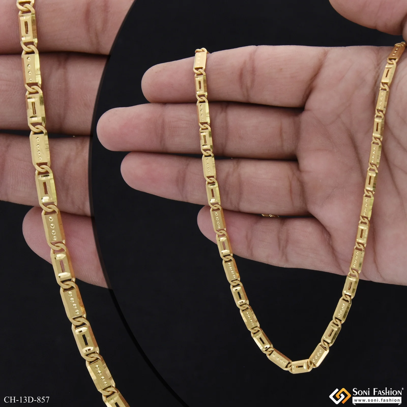 Prominent Design Gold Plated Nawabi Chain for Men - Style D857 - Image 2
