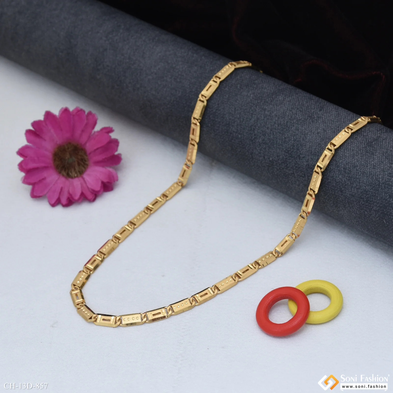 Prominent Design Gold Plated Nawabi Chain for Men - Style D857 - Image 3