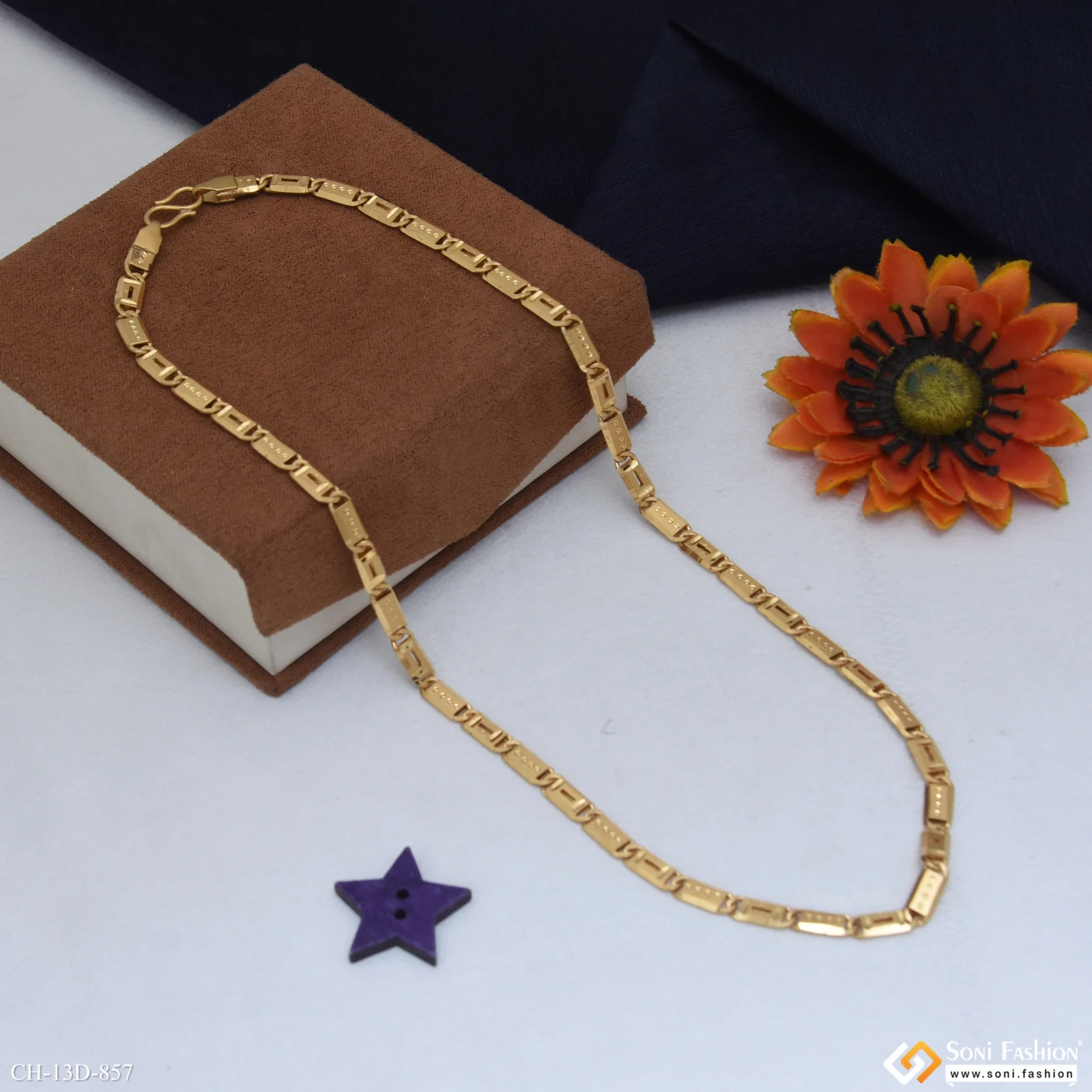 Prominent Design Gold Plated Nawabi Chain for Men - Style D857 - Image 4