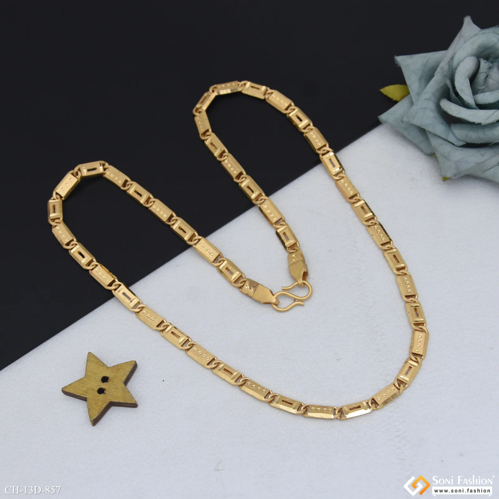 Prominent Design Gold Plated Nawabi Chain for Men - Style D857 - Image 5