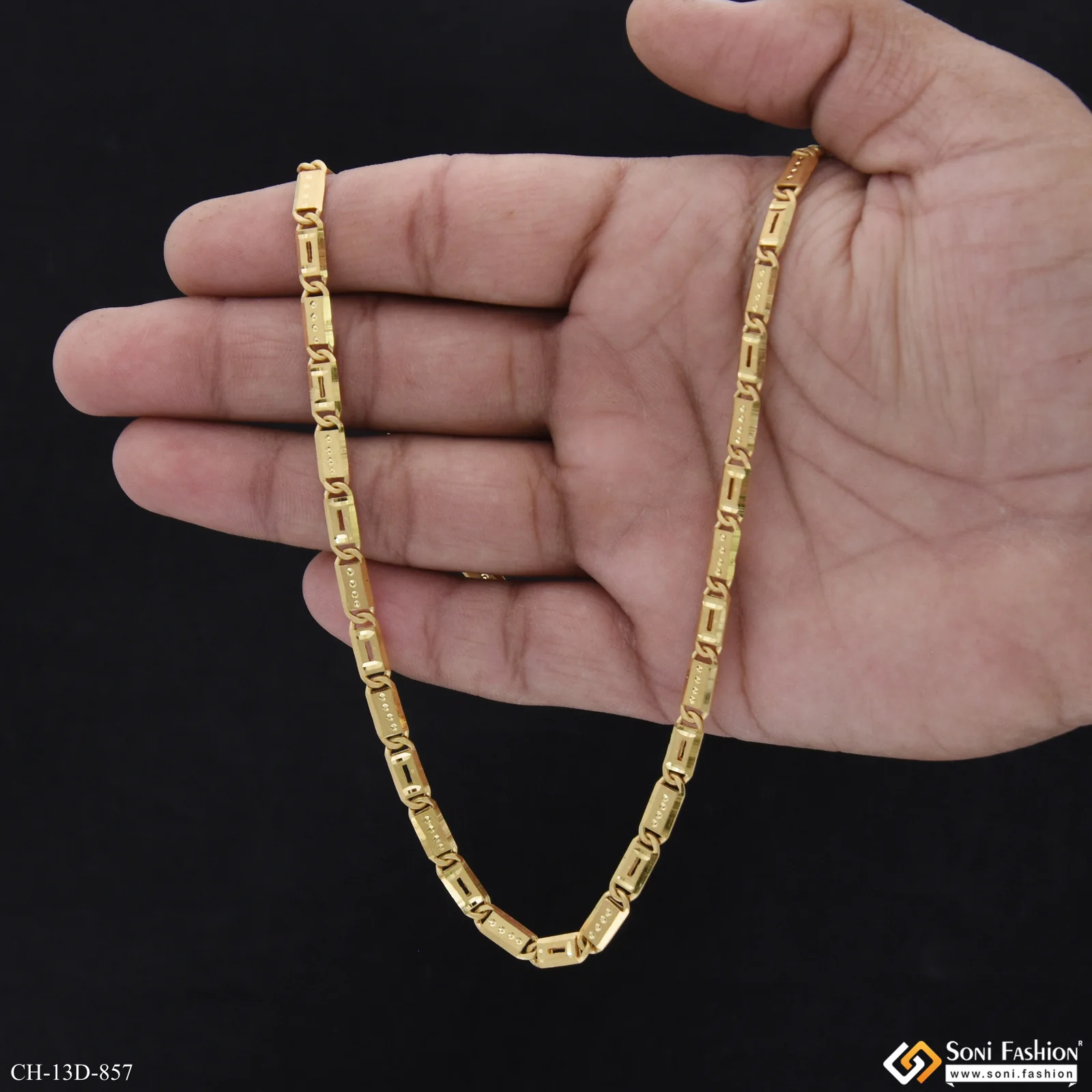 Prominent Design Gold Plated Nawabi Chain for Men - Style D857 - Image 6