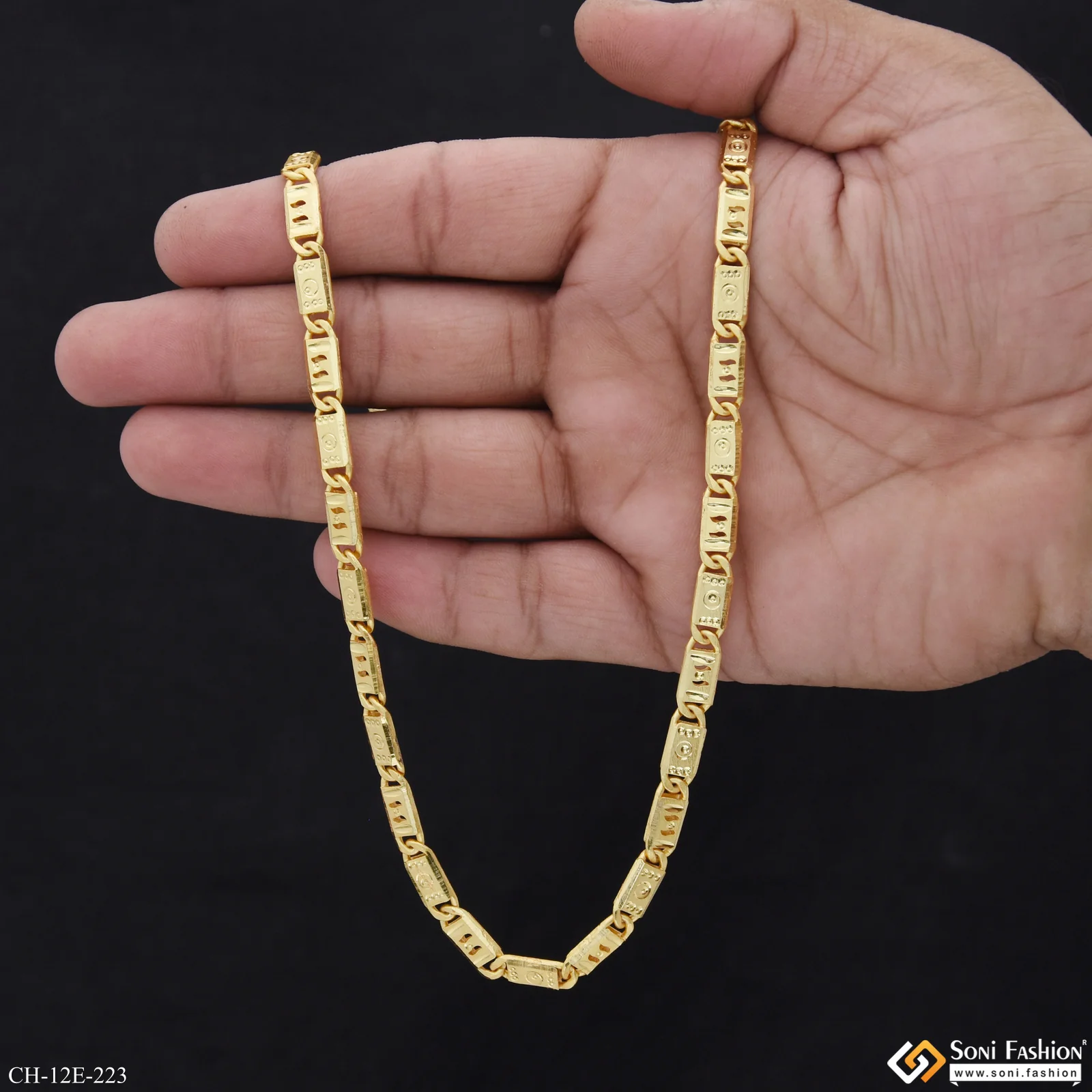 Prominent Design Gold Plated Nawabi Chain for Men - Style E223 - Image 6
