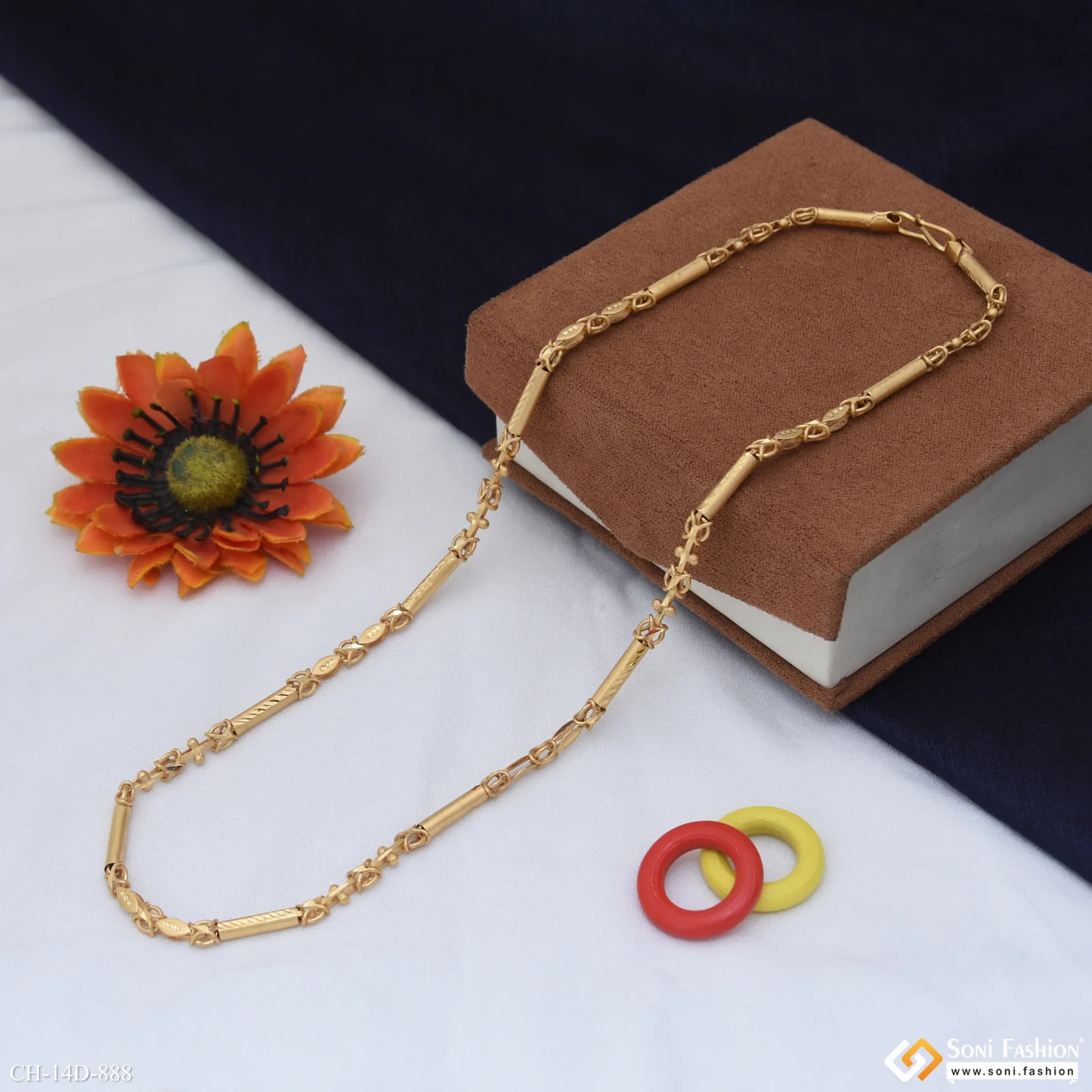 Prominent Design Gold Plated Pipe Chain for Men - Style D888 - Image 3