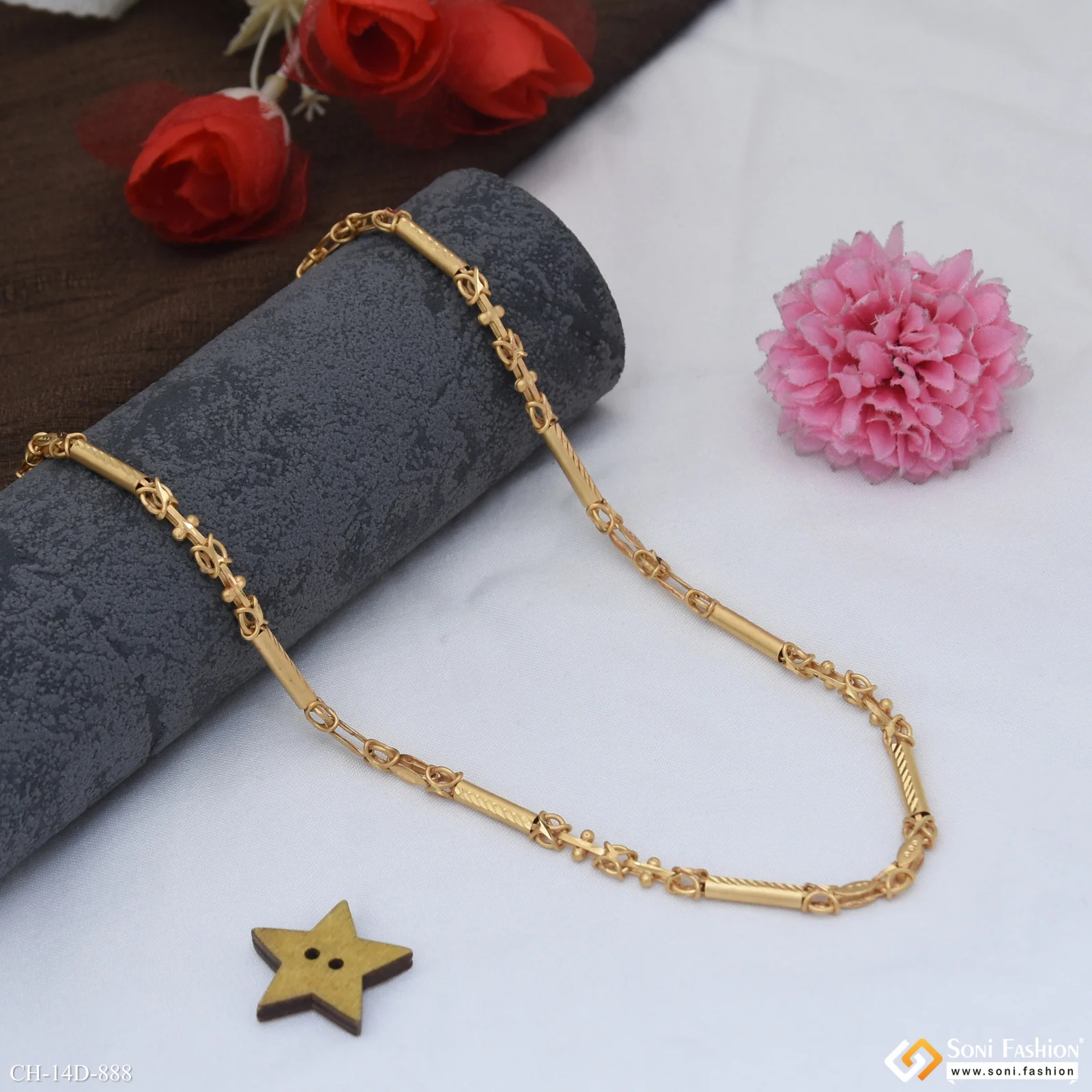 Prominent Design Gold Plated Pipe Chain for Men - Style D888 - Image 4