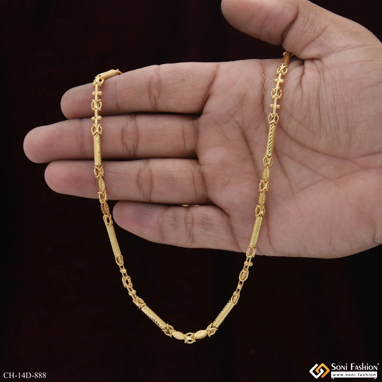 Prominent Design Gold Plated Pipe Chain for Men - Style D888 - Image 6