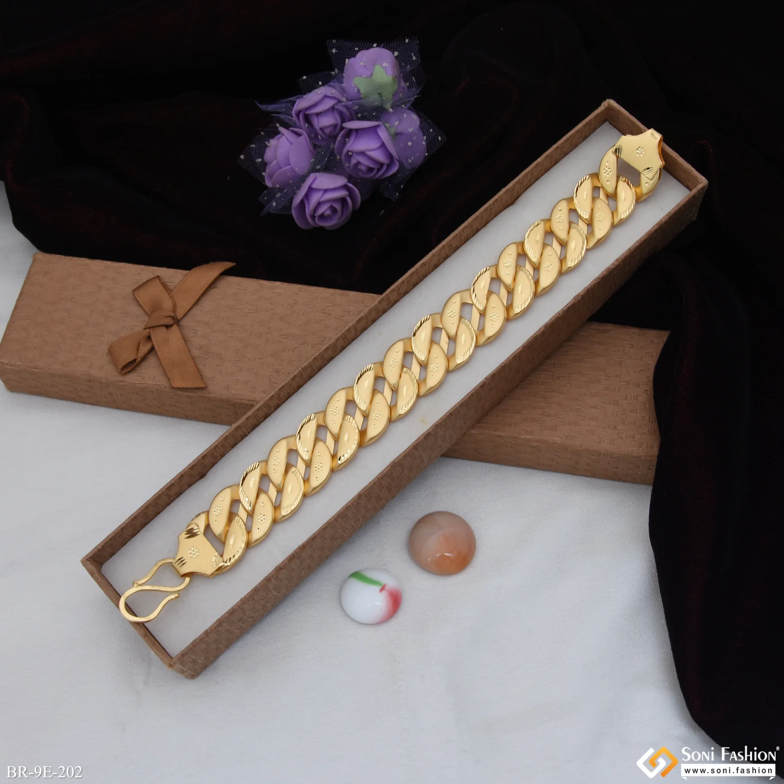 Prominent Design Gold Plated Pokal Bracelet for Men - Style E202 - Image 2