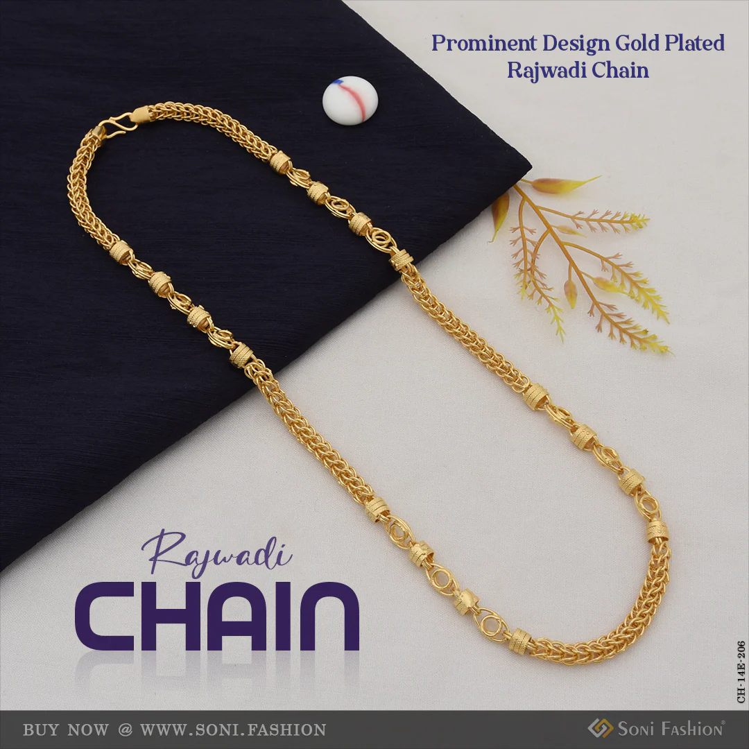 Prominent Design Gold Plated Rajwadi Chain for Men - Style E206