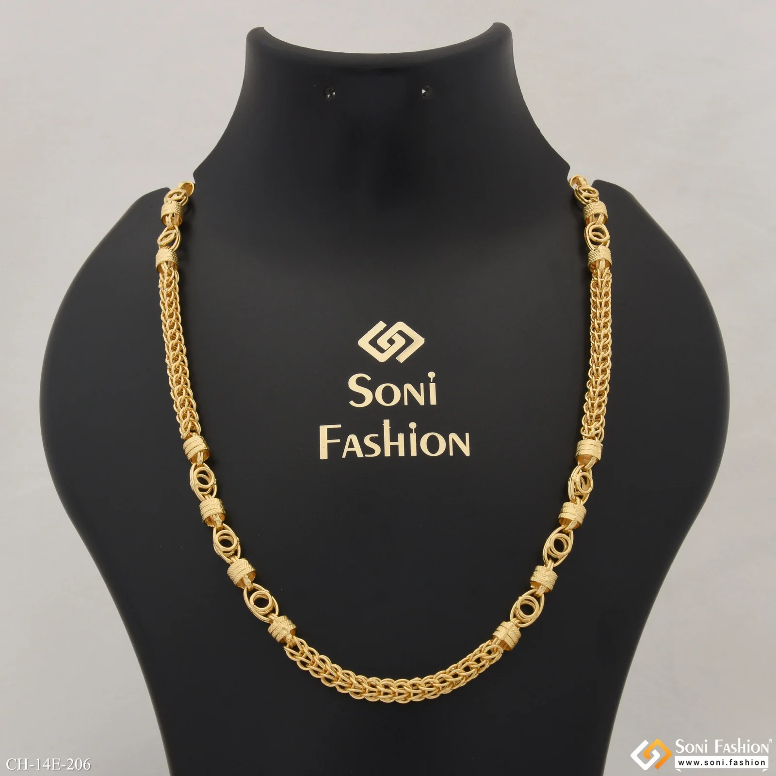 Prominent Design Gold Plated Rajwadi Chain for Men - Style E206 - Image 2