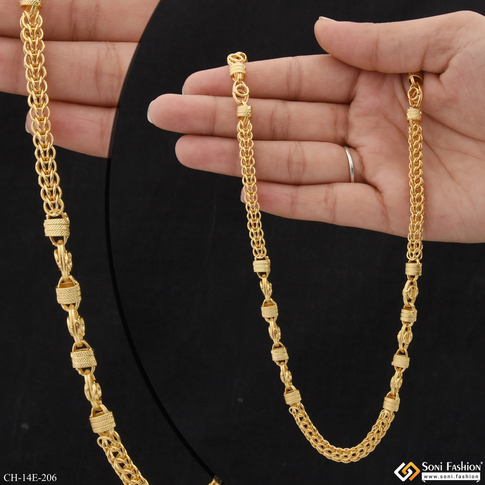 Prominent Design Gold Plated Rajwadi Chain for Men - Style E206 - Image 3