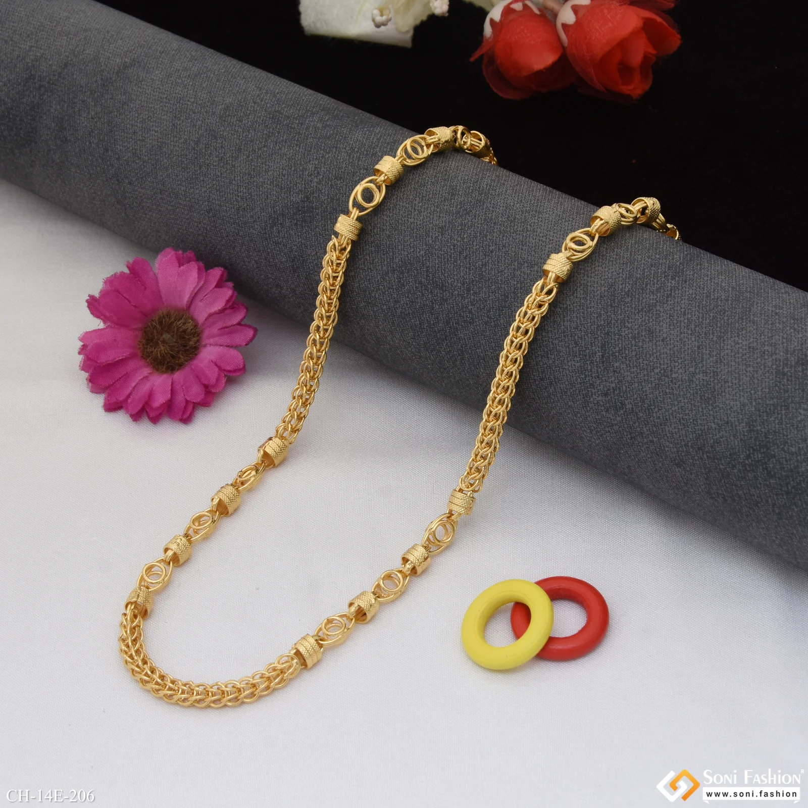 Prominent Design Gold Plated Rajwadi Chain for Men - Style E206 - Image 4
