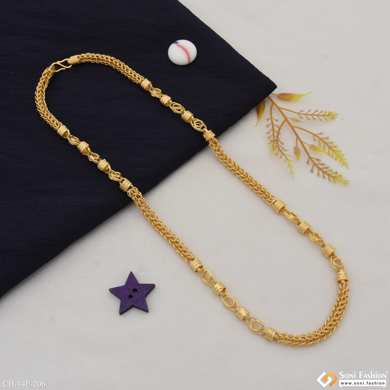 Prominent Design Gold Plated Rajwadi Chain for Men - Style E206 - Image 5