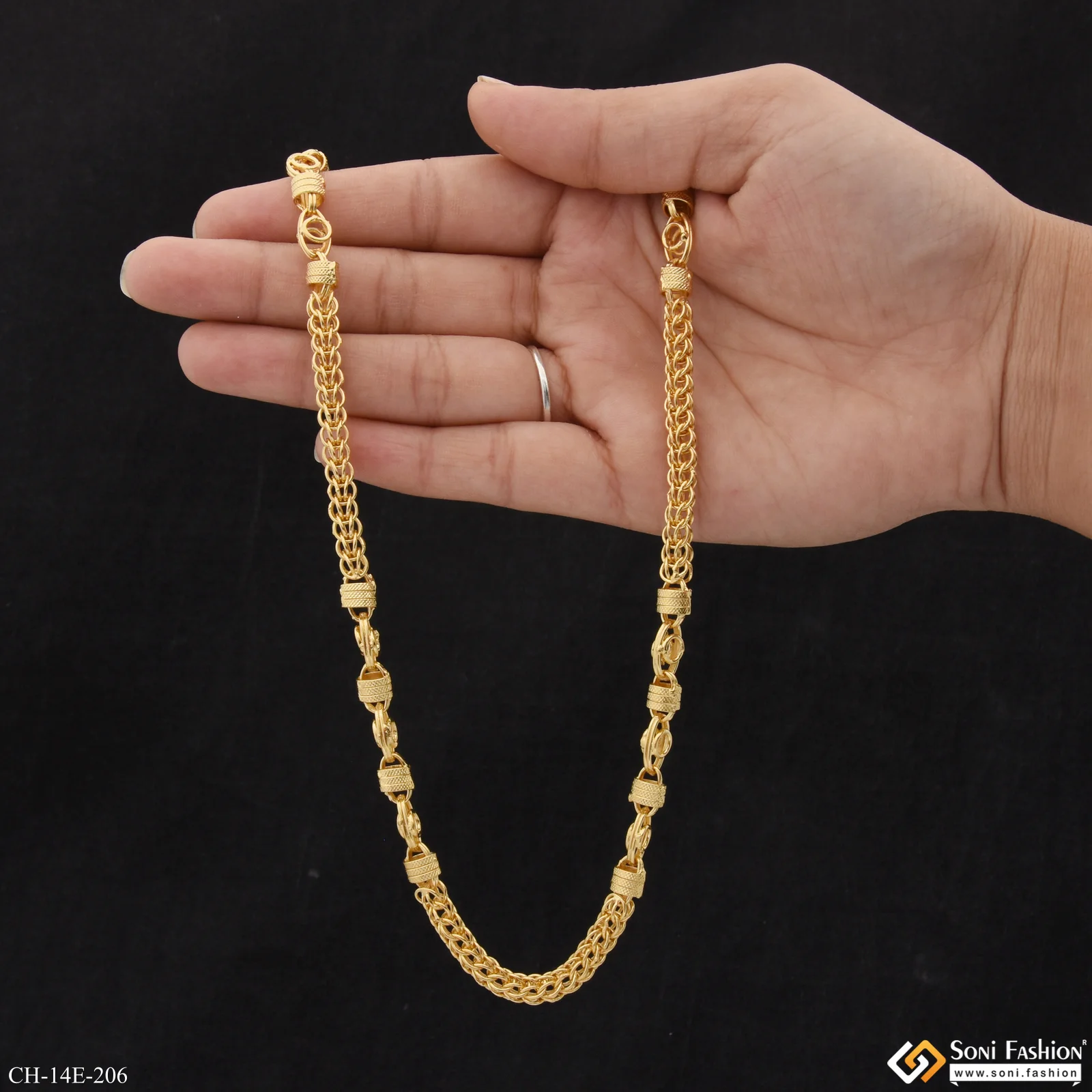 Prominent Design Gold Plated Rajwadi Chain for Men - Style E206 - Image 6