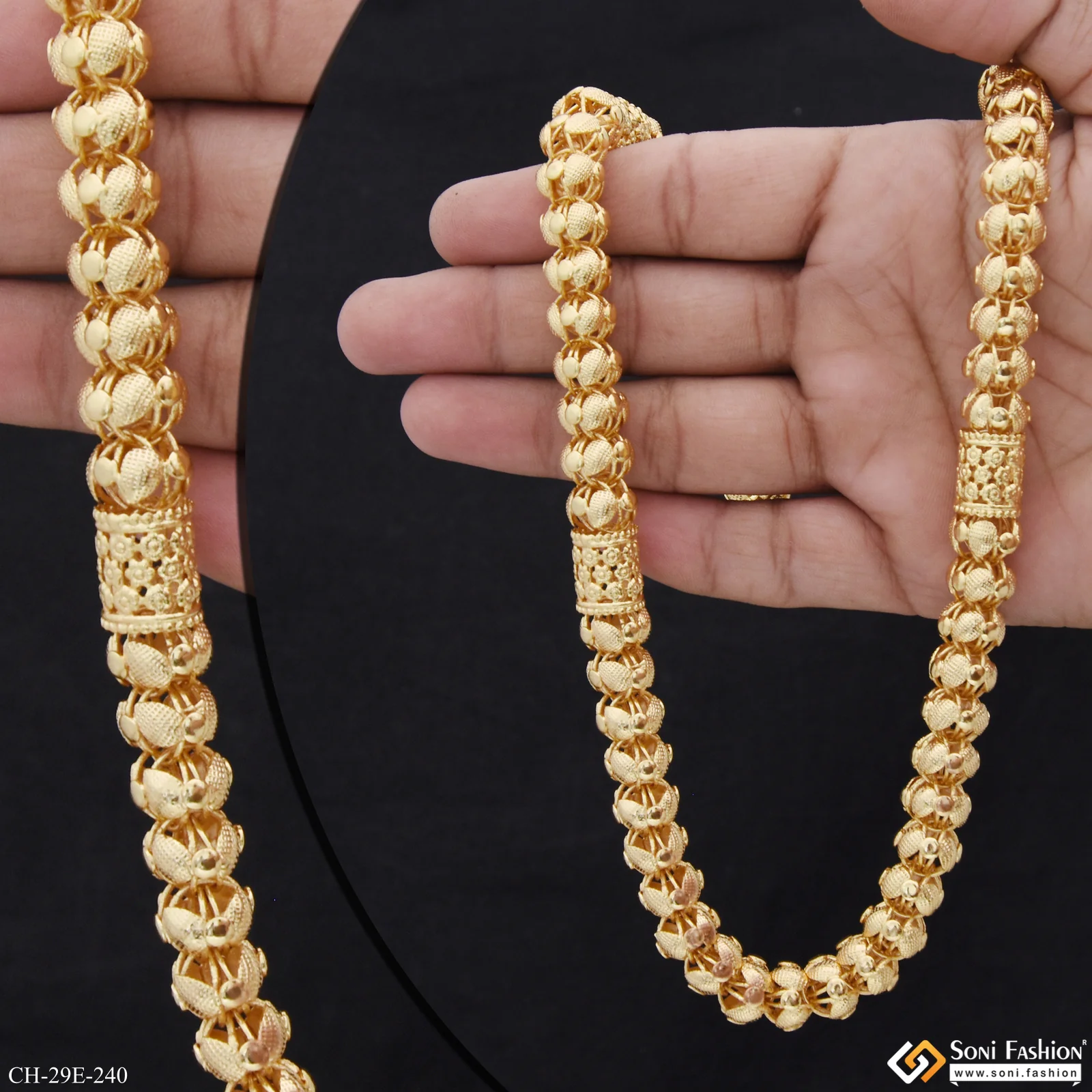 Prominent Design Gold Plated Rajwadi Chain for Men - Style E240 - Image 2